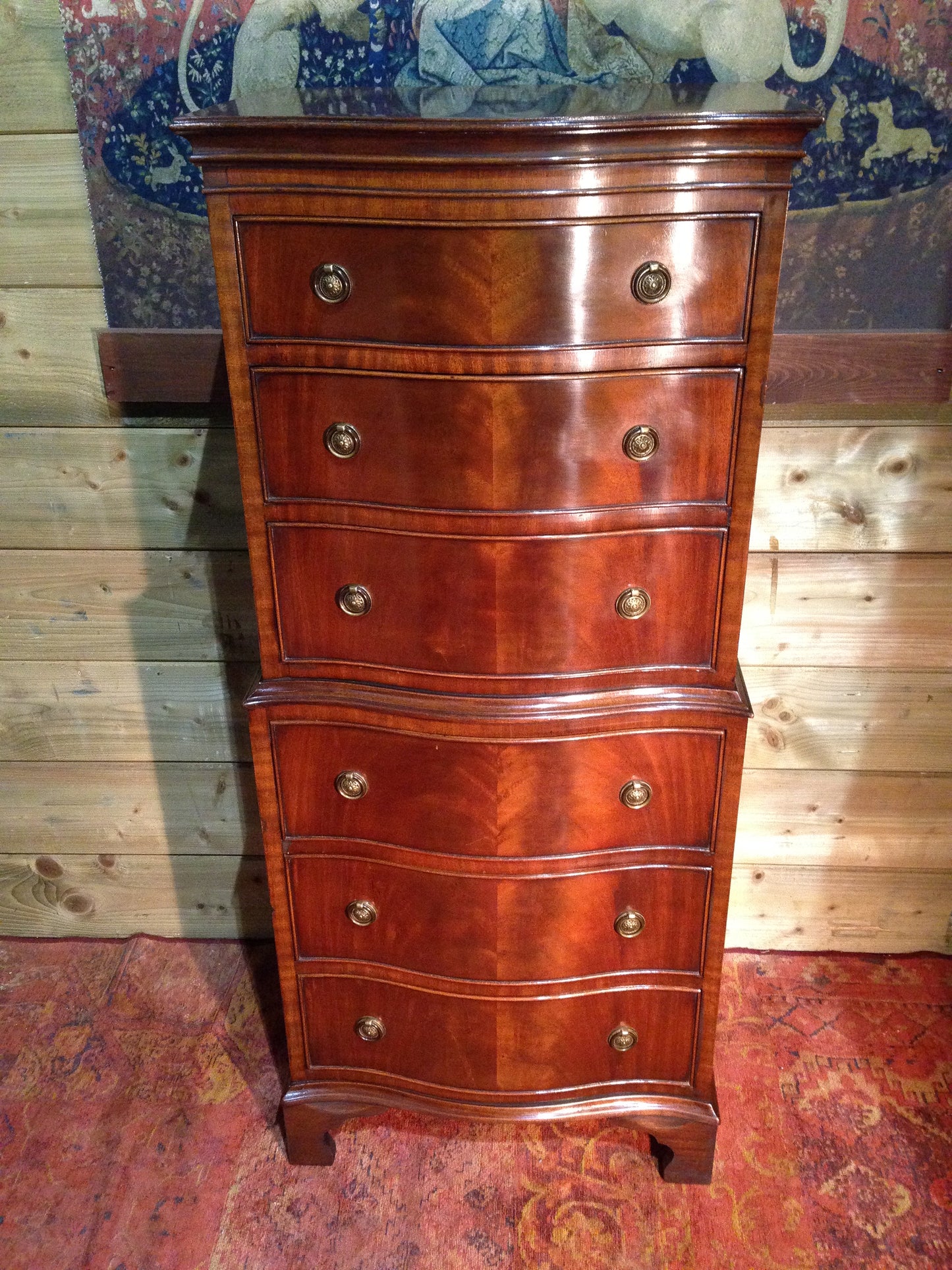 208.....Vintage Reprodux Mahogany Chest On Chest / Tallboy Chest ( SOLD )