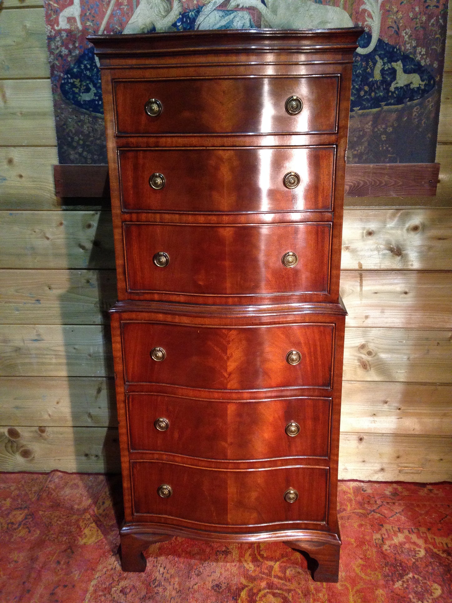 208.....Vintage Reprodux Mahogany Chest On Chest / Tallboy Chest ( SOLD )