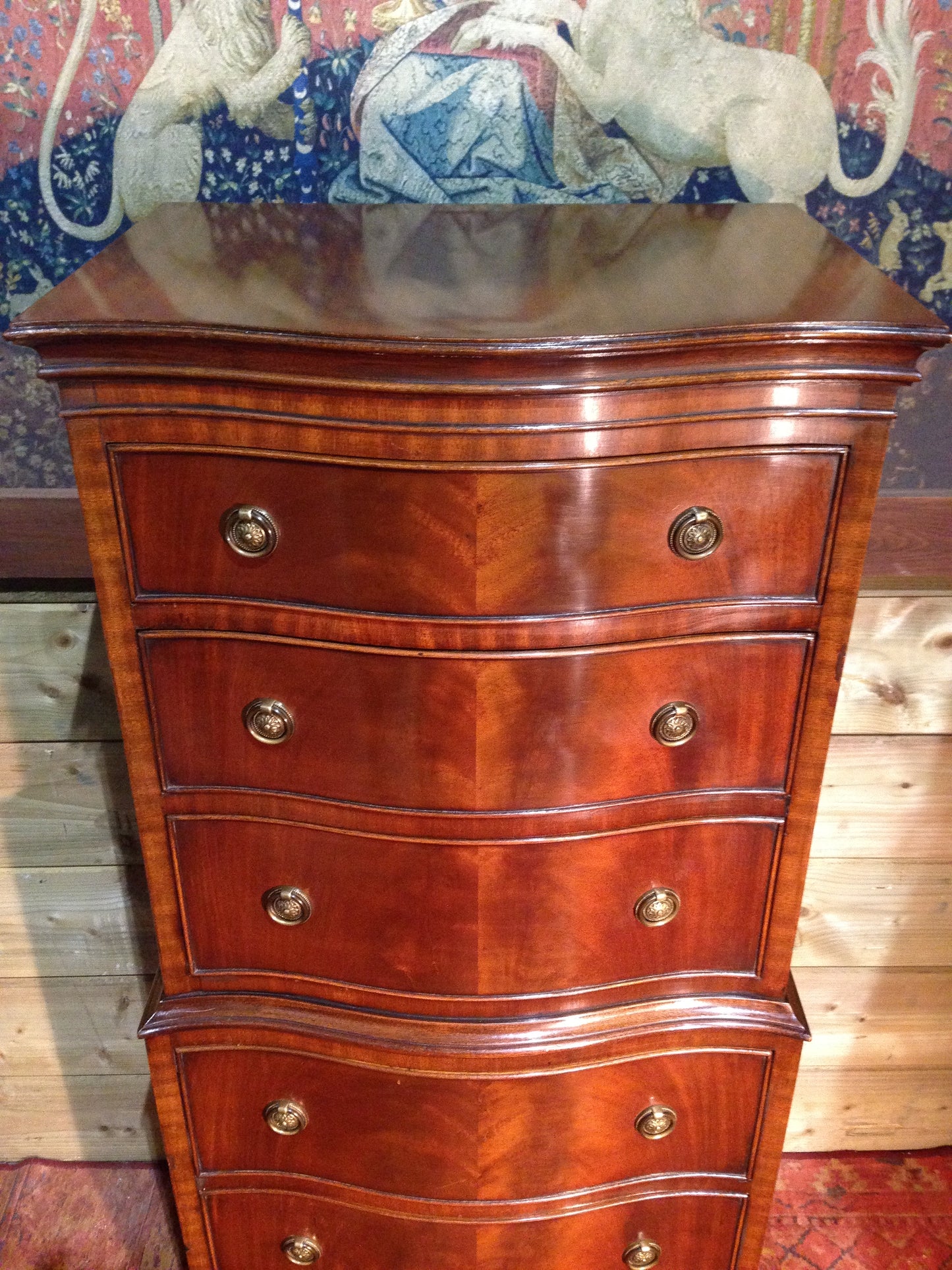 208.....Vintage Reprodux Mahogany Chest On Chest / Tallboy Chest ( SOLD )