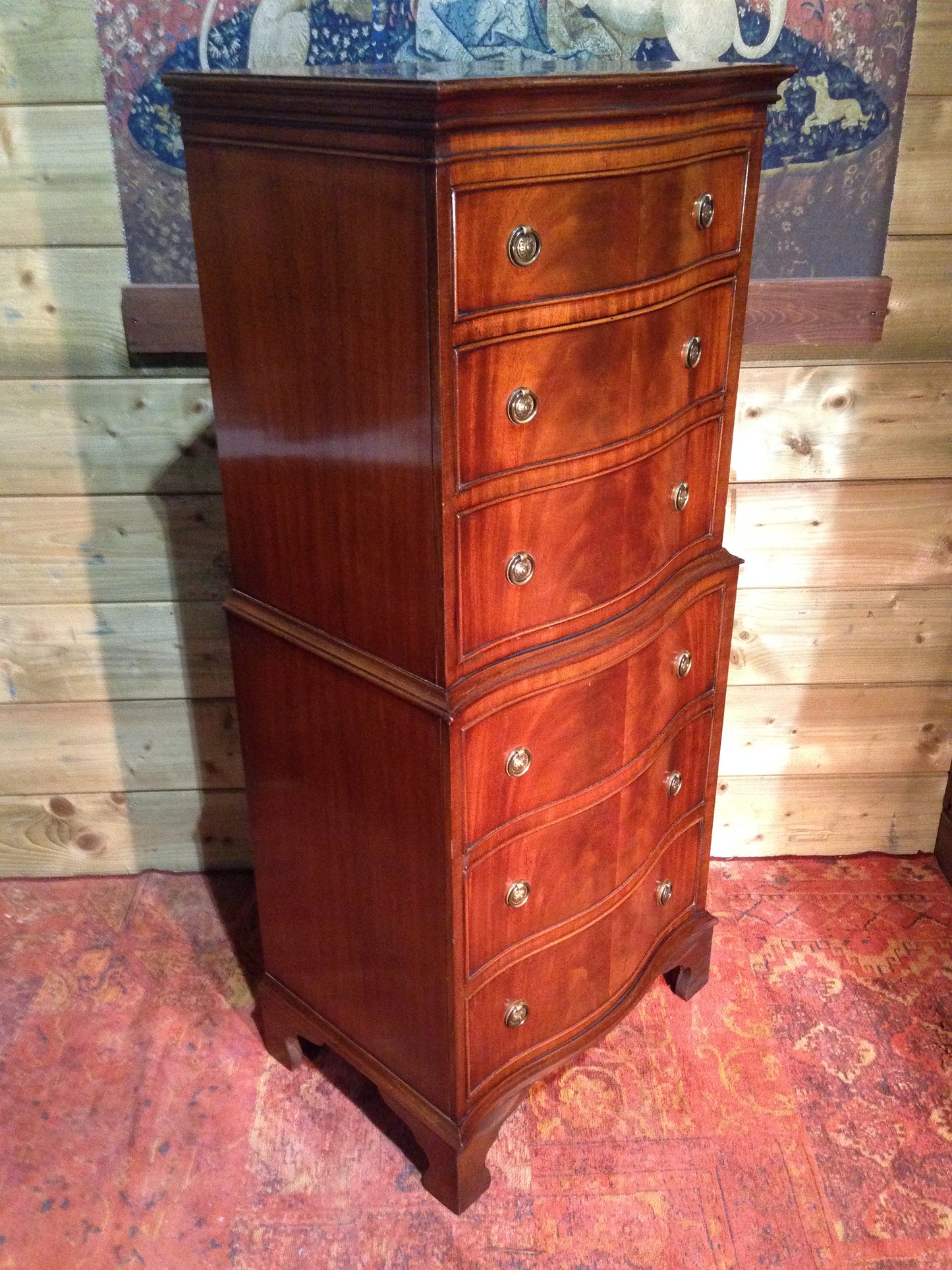 208.....Vintage Reprodux Mahogany Chest On Chest / Tallboy Chest ( SOLD )