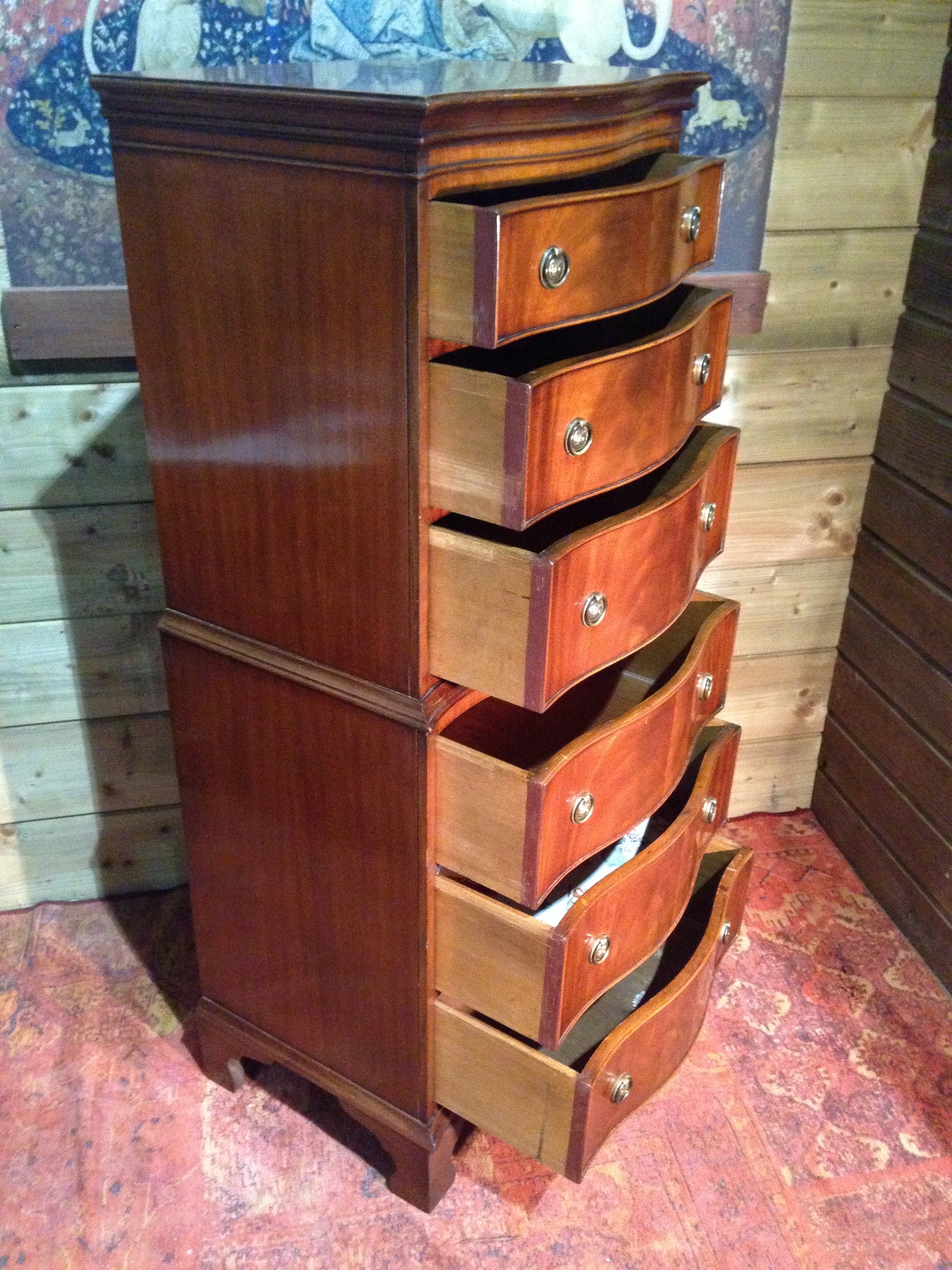 208.....Vintage Reprodux Mahogany Chest On Chest / Tallboy Chest ( SOLD )
