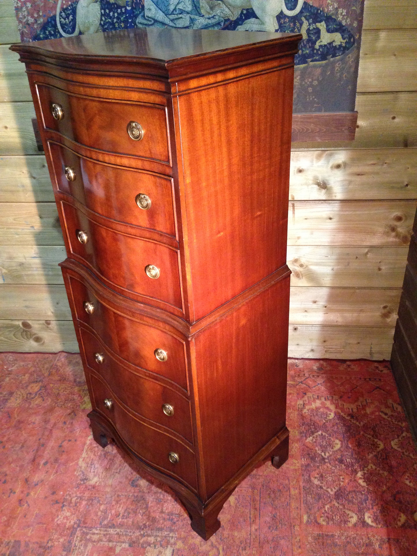 208.....Vintage Reprodux Mahogany Chest On Chest / Tallboy Chest ( SOLD )
