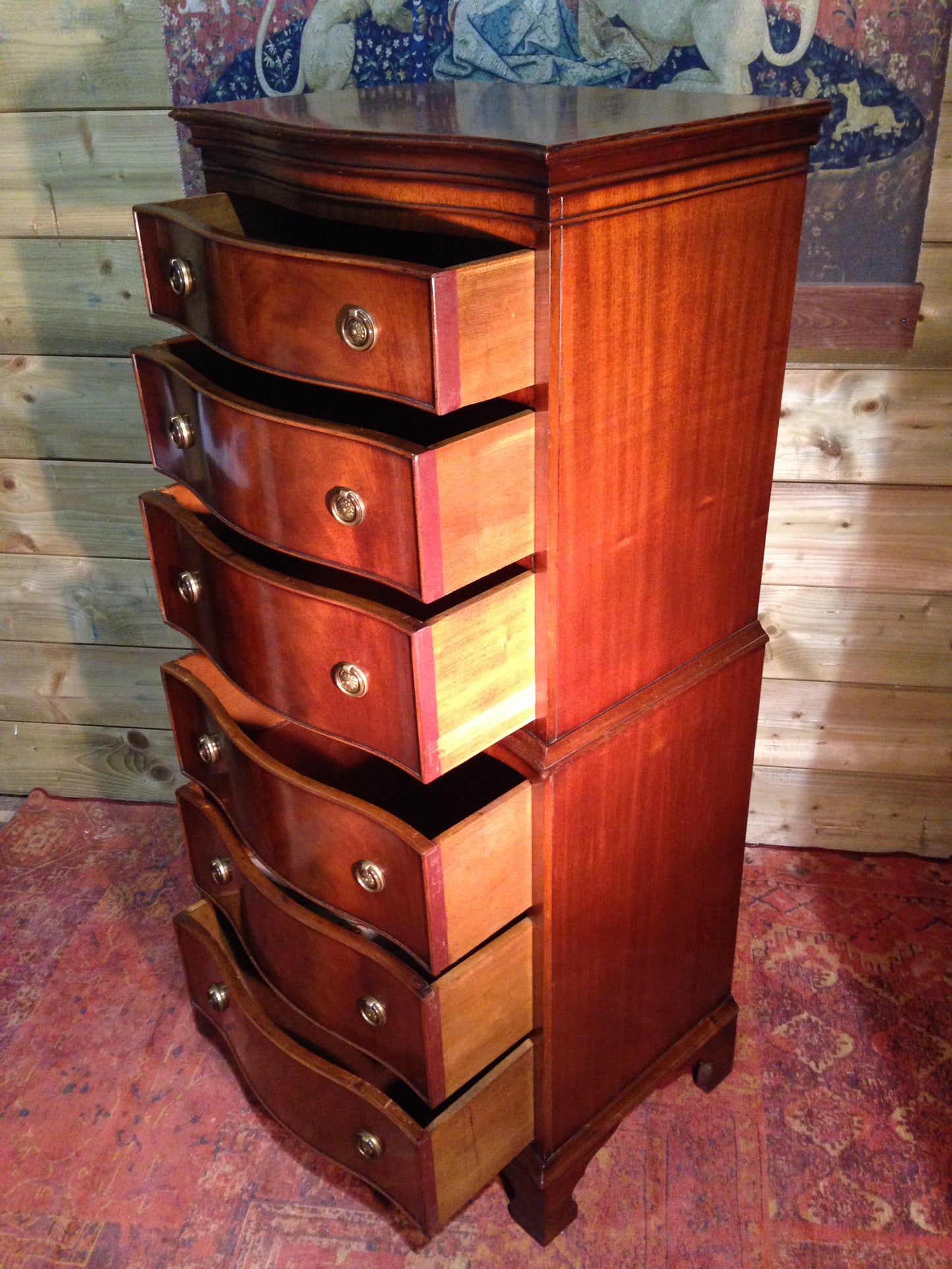208.....Vintage Reprodux Mahogany Chest On Chest / Tallboy Chest ( SOLD )
