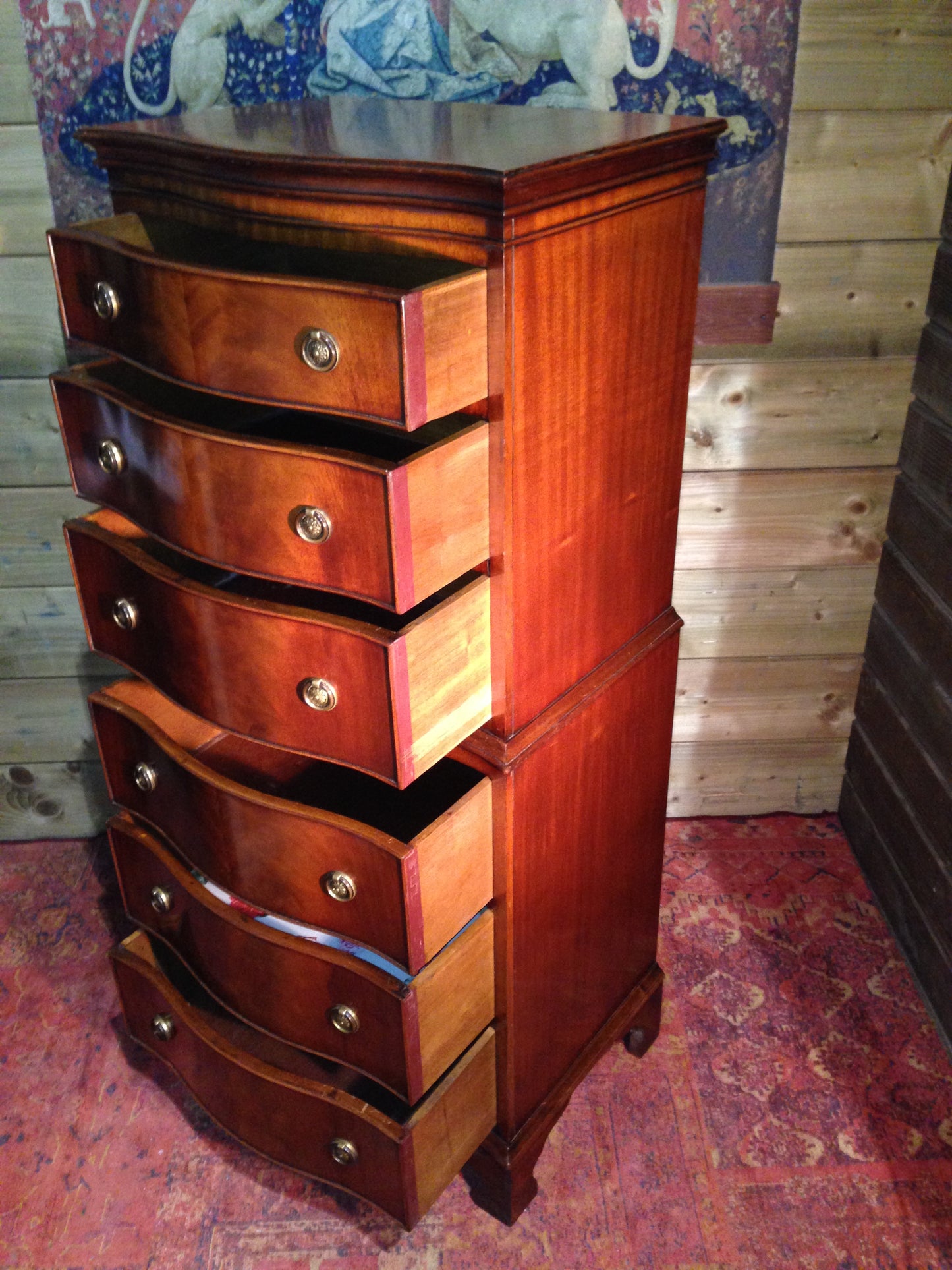 208.....Vintage Reprodux Mahogany Chest On Chest / Tallboy Chest ( SOLD )