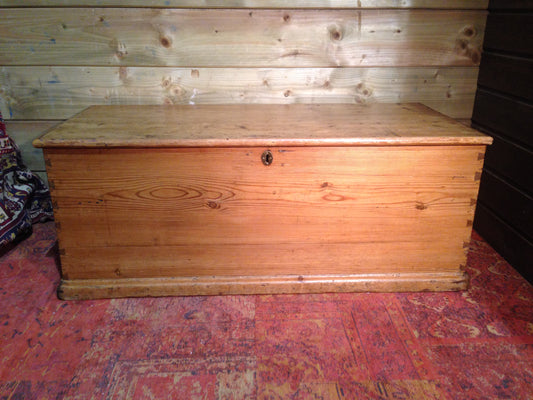 Victorian Pine Storage Chest / Rustic Antique Blanket Box