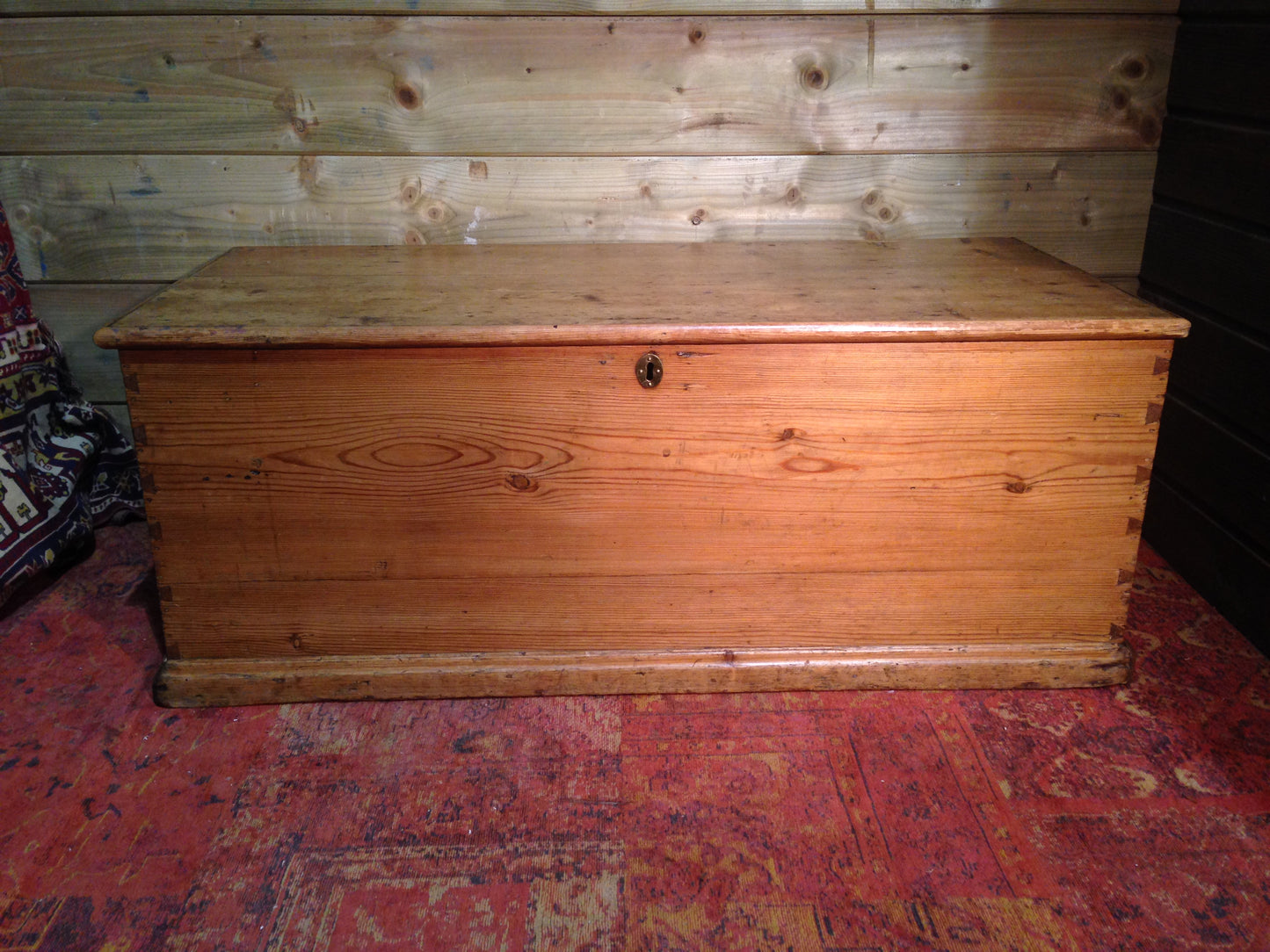 Victorian Pine Storage Chest / Rustic Antique Blanket Box