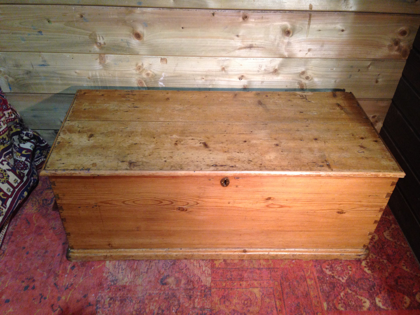 Victorian Pine Storage Chest / Rustic Antique Blanket Box