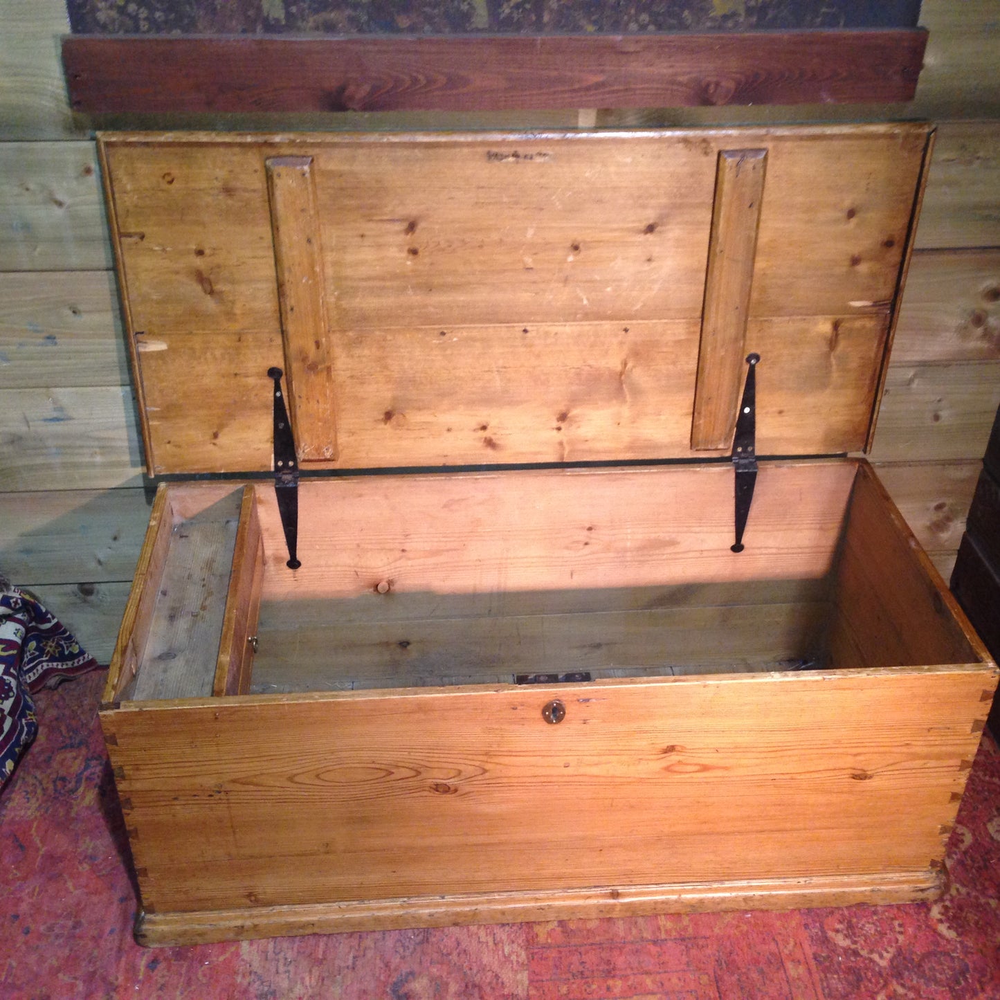 Victorian Pine Storage Chest / Rustic Antique Blanket Box