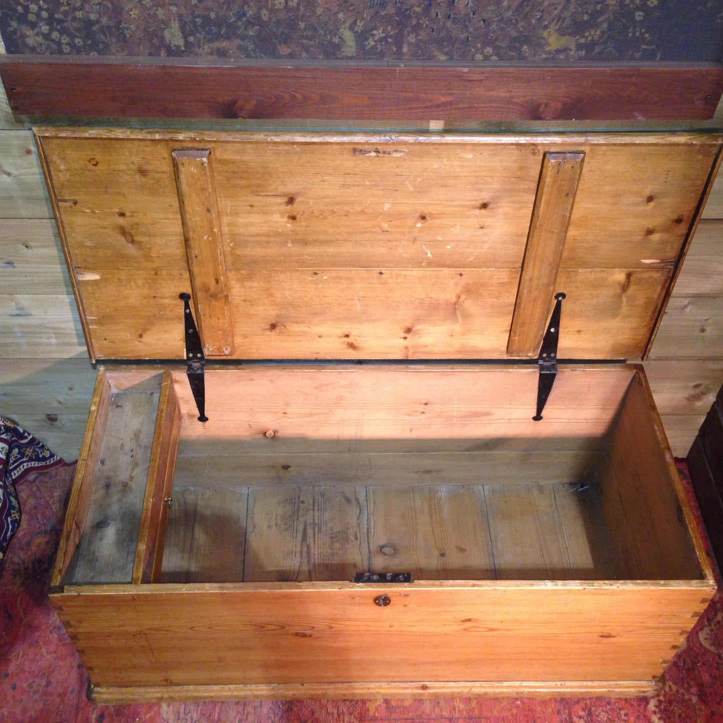 Victorian Pine Storage Chest / Rustic Antique Blanket Box