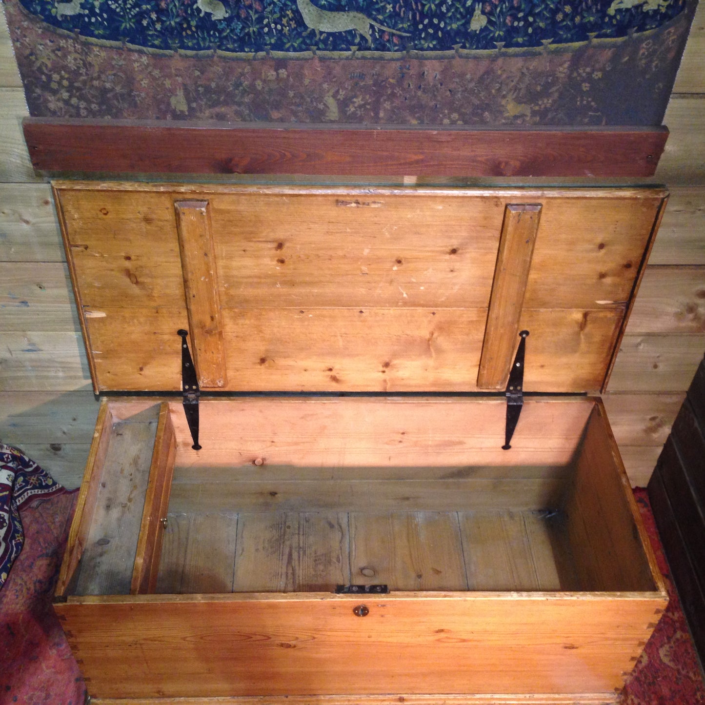Victorian Pine Storage Chest / Rustic Antique Blanket Box