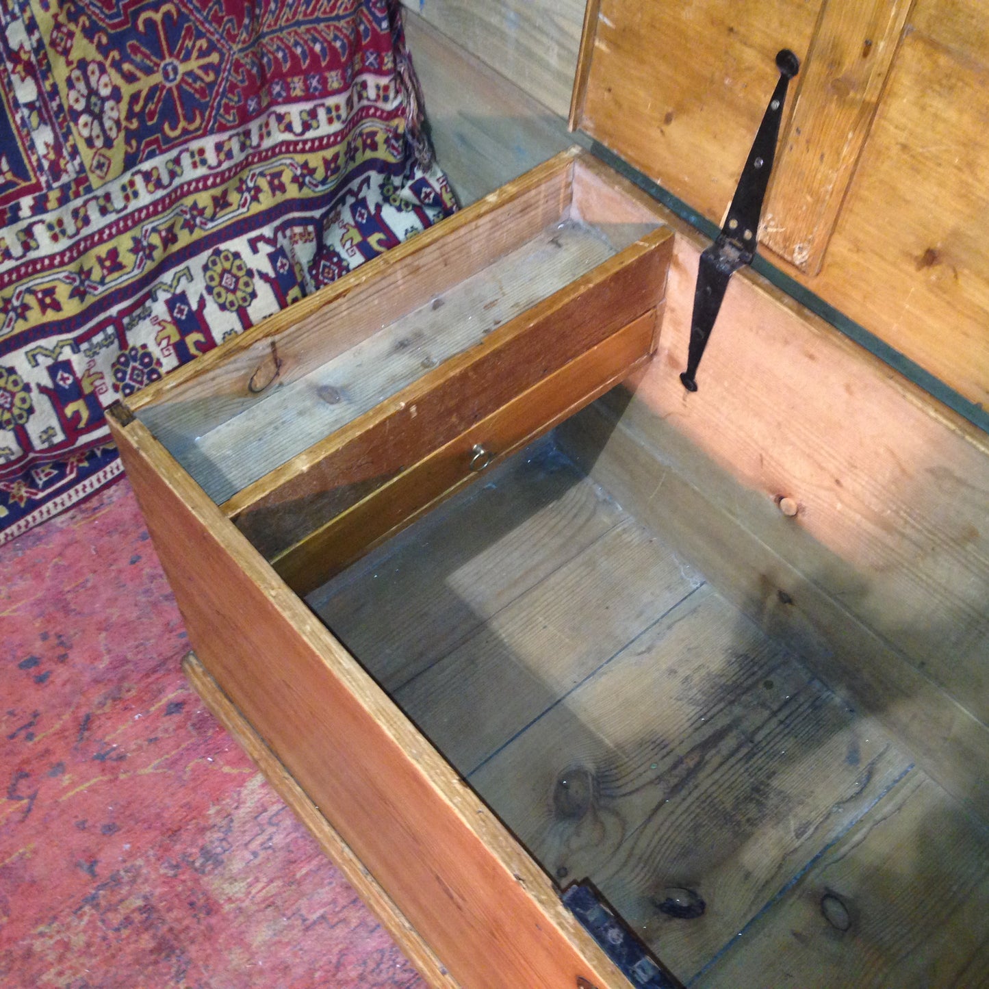 Victorian Pine Storage Chest / Rustic Antique Blanket Box