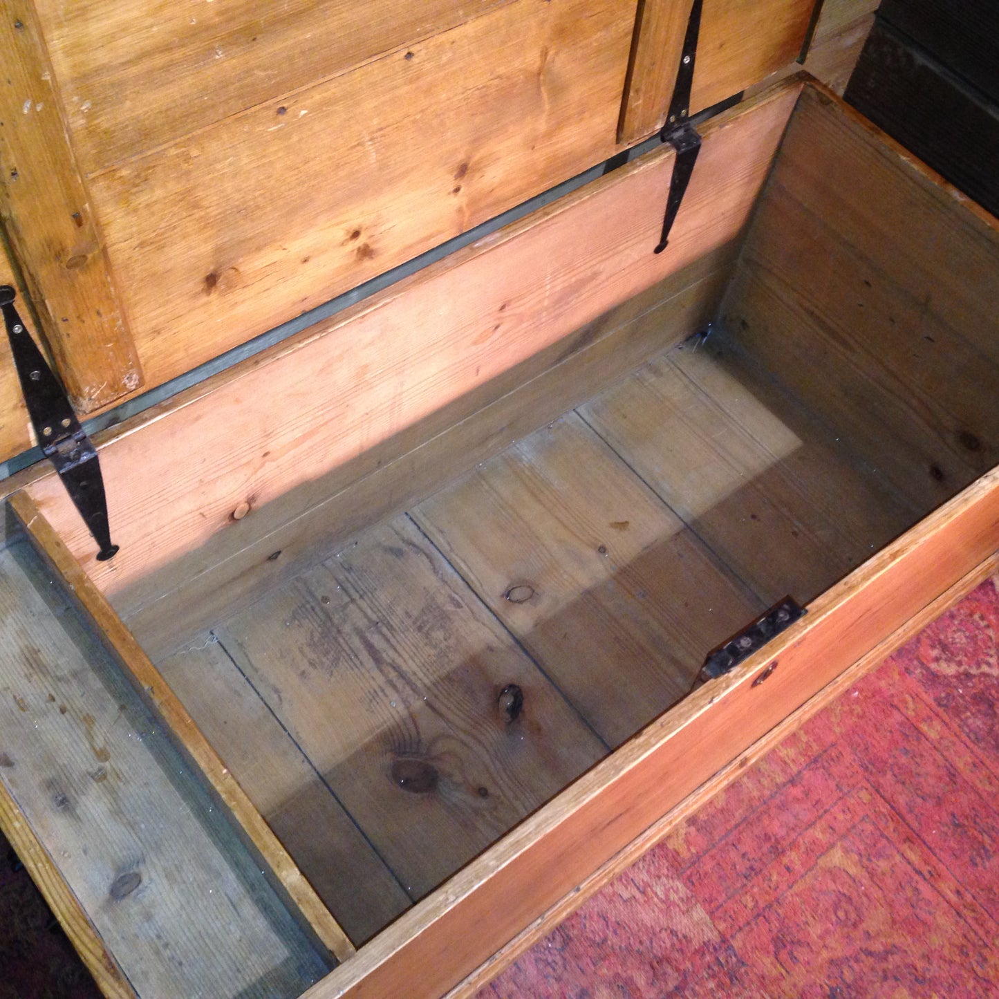 Victorian Pine Storage Chest / Rustic Antique Blanket Box