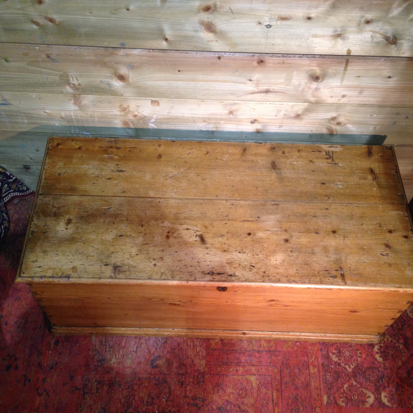 Victorian Pine Storage Chest / Rustic Antique Blanket Box