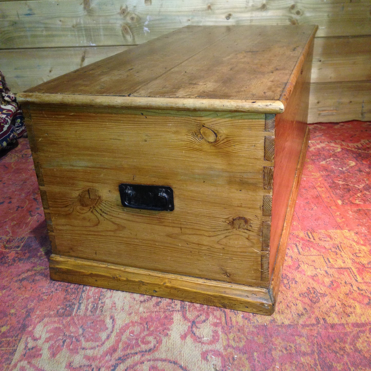 Victorian Pine Storage Chest / Rustic Antique Blanket Box