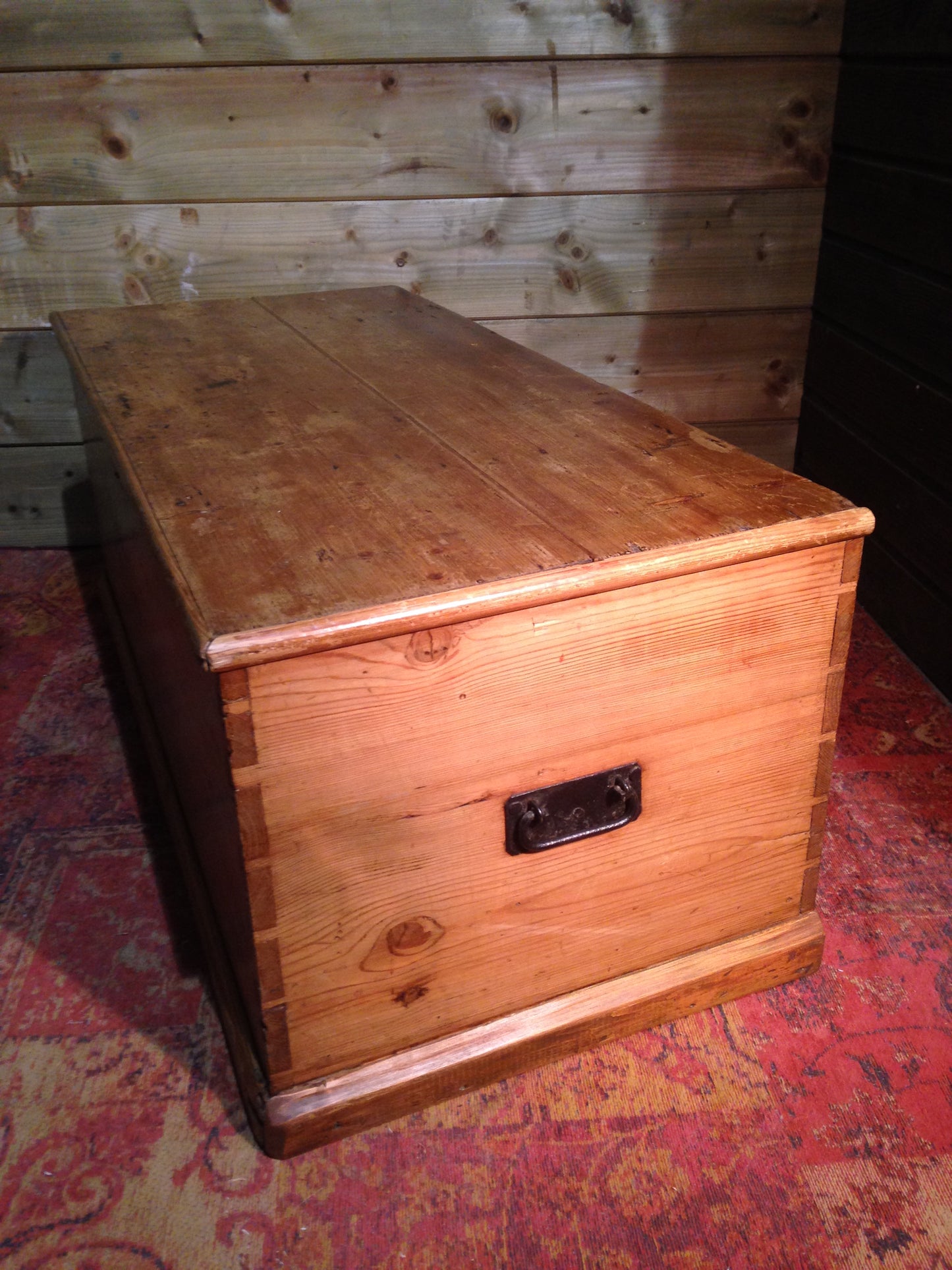Victorian Pine Storage Chest / Rustic Antique Blanket Box