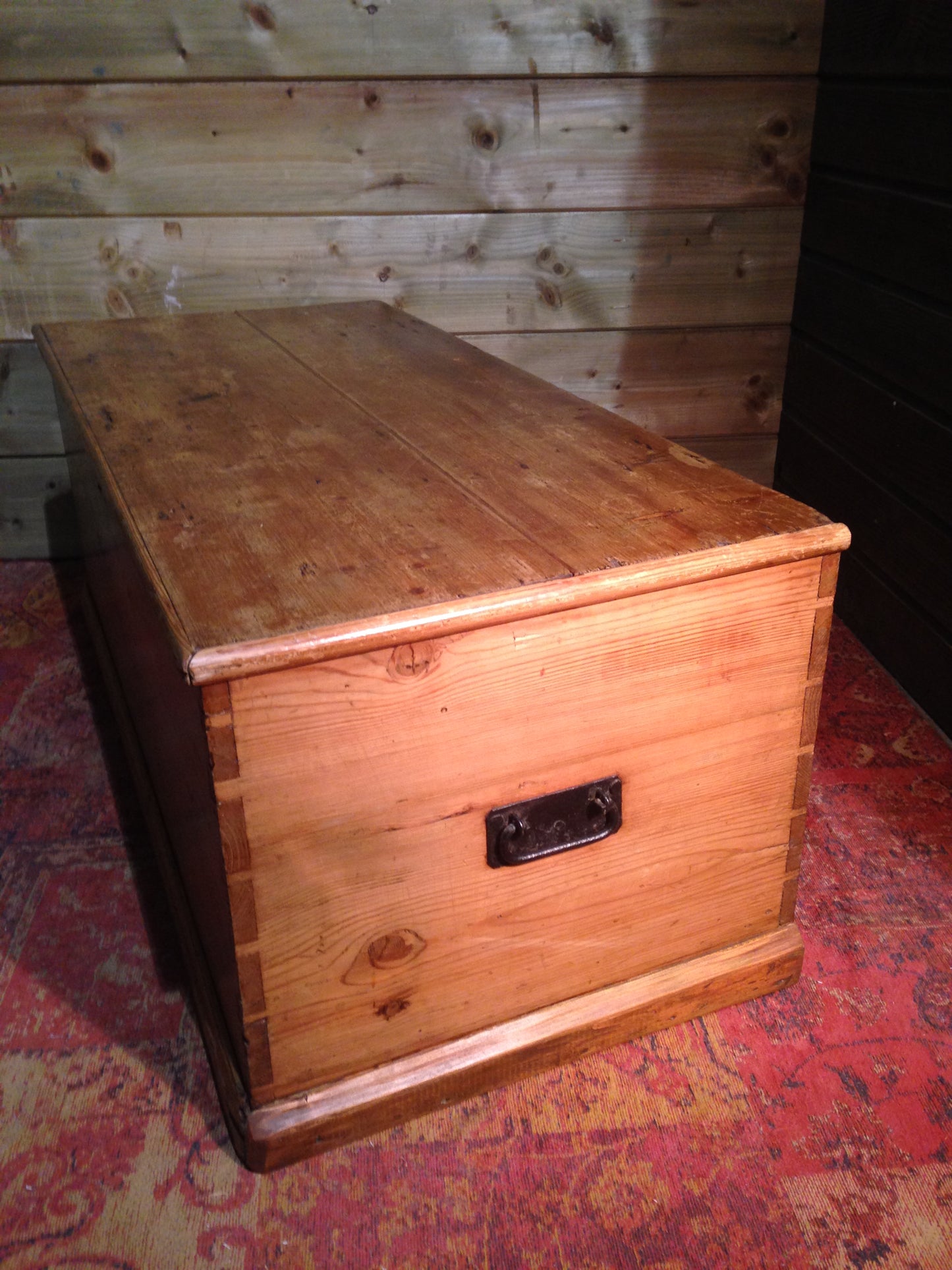 Victorian Pine Storage Chest / Rustic Antique Blanket Box