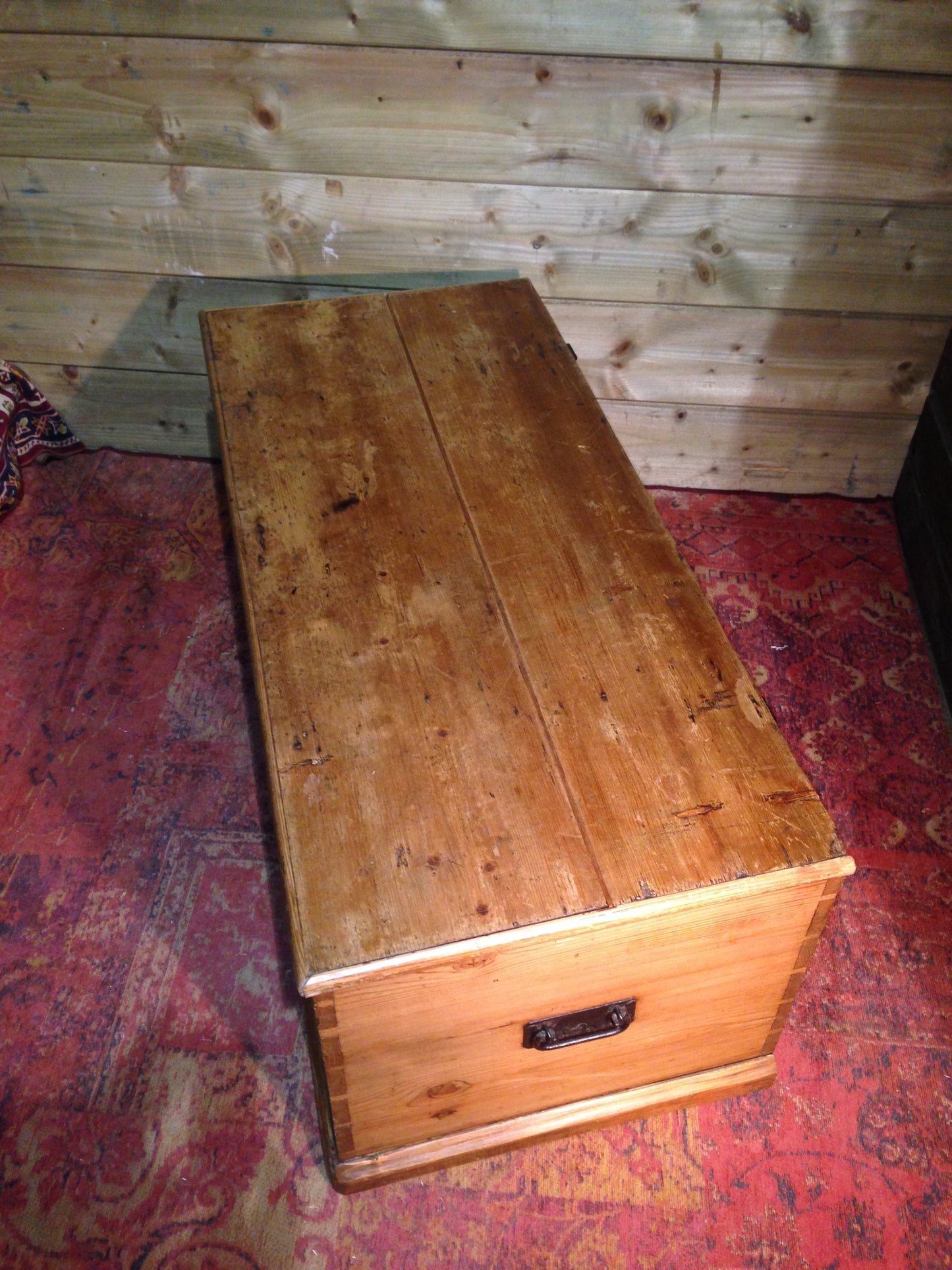 Victorian Pine Storage Chest / Rustic Antique Blanket Box