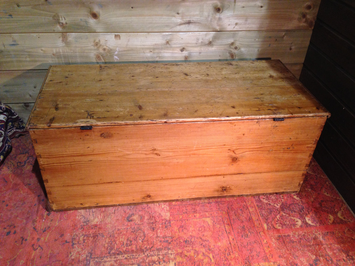 Victorian Pine Storage Chest / Rustic Antique Blanket Box