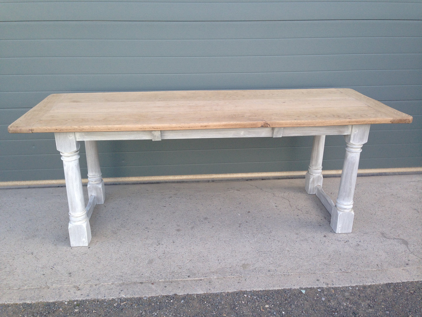 207.....Stunning Vintage Large Oak Top Dining Table / Scrub Top Farmhouse Table ( SOLD )
