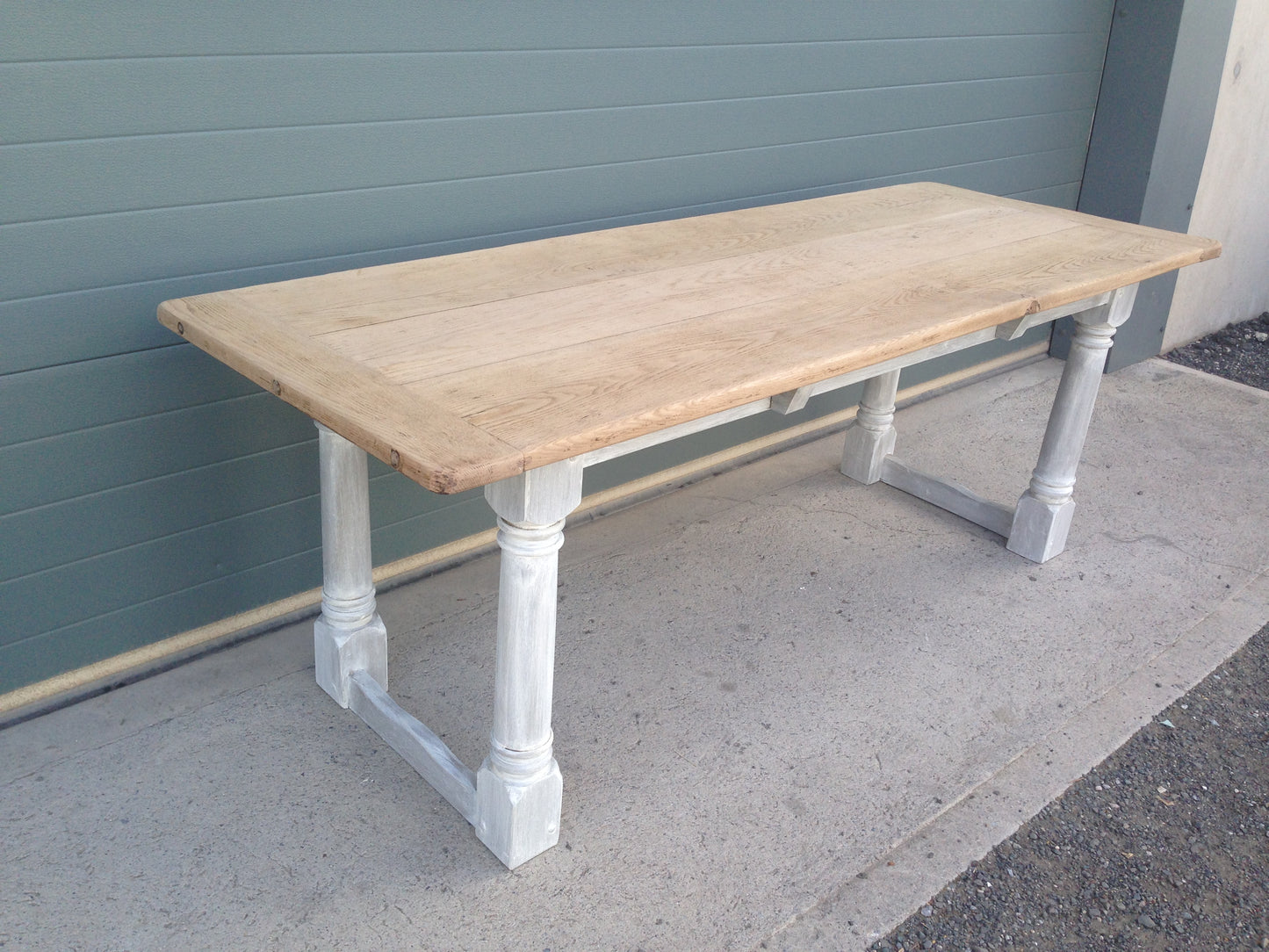 207.....Stunning Vintage Large Oak Top Dining Table / Scrub Top Farmhouse Table ( SOLD )