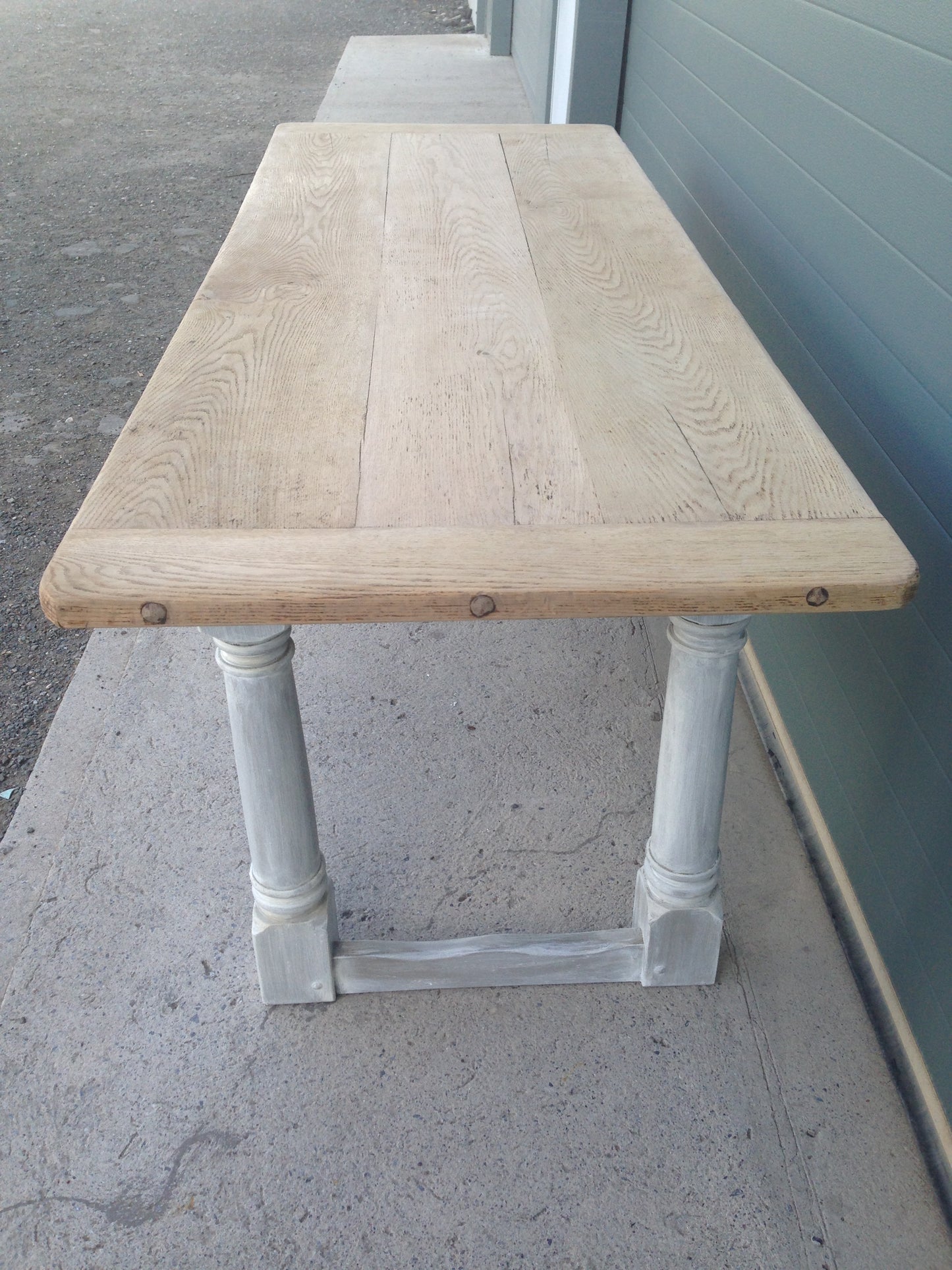 207.....Stunning Vintage Large Oak Top Dining Table / Scrub Top Farmhouse Table ( SOLD )
