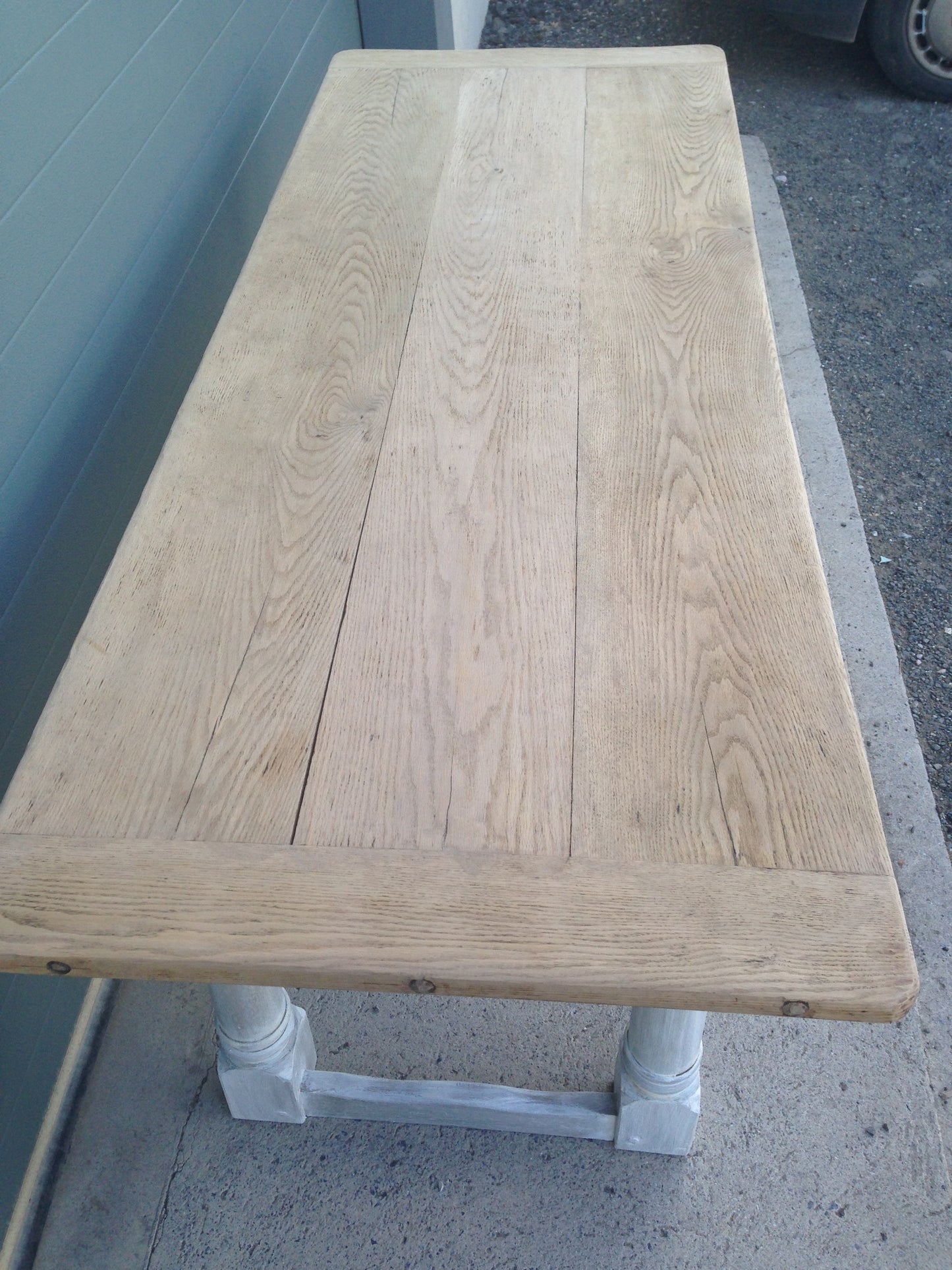 207.....Stunning Vintage Large Oak Top Dining Table / Scrub Top Farmhouse Table ( SOLD )