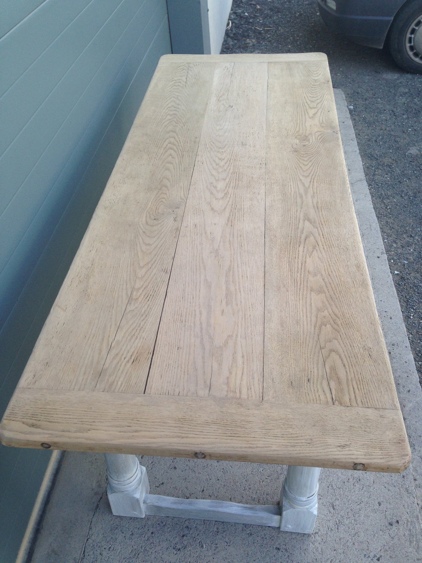 207.....Stunning Vintage Large Oak Top Dining Table / Scrub Top Farmhouse Table ( SOLD )