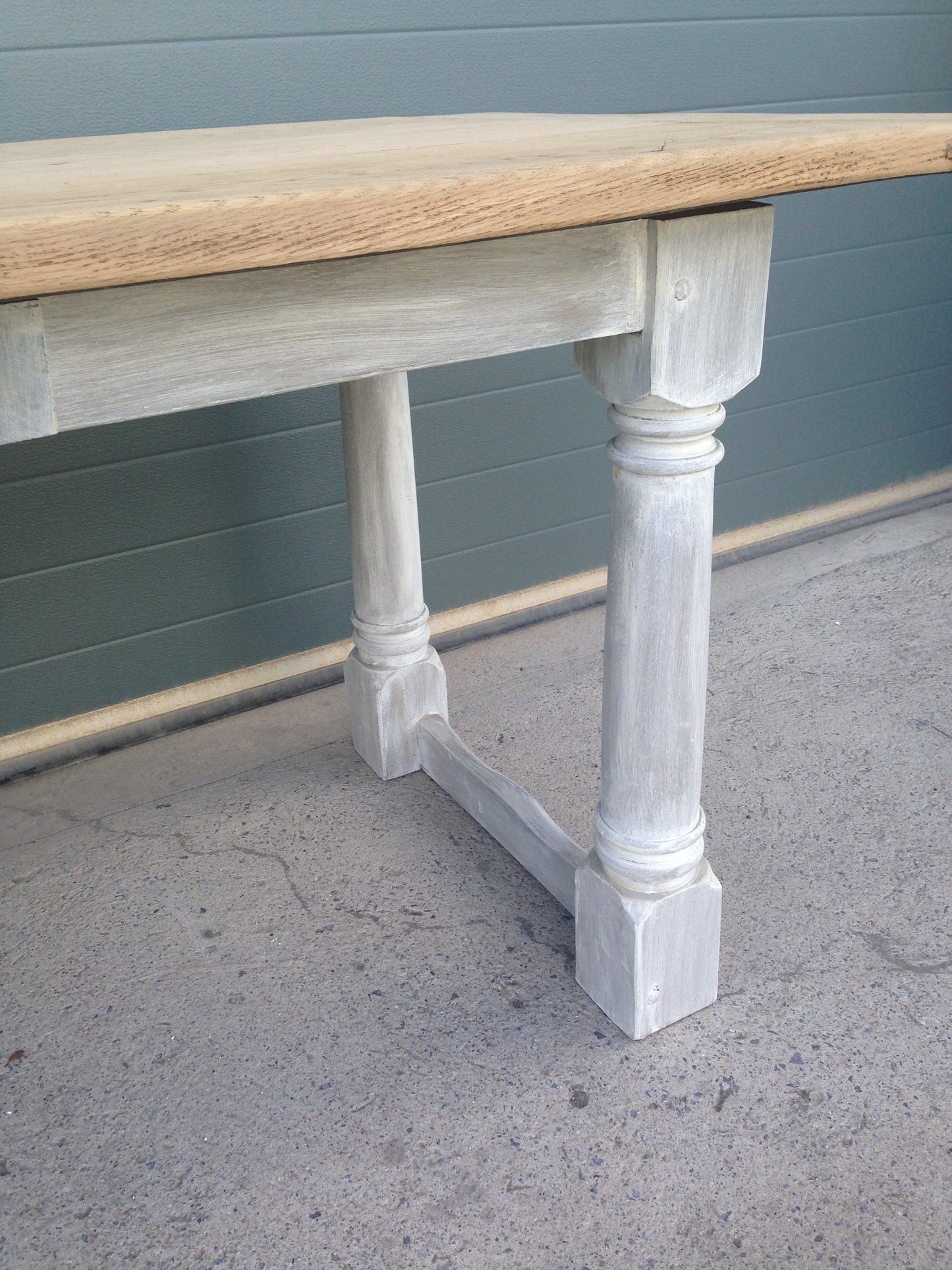 207.....Stunning Vintage Large Oak Top Dining Table / Scrub Top Farmhouse Table ( SOLD )