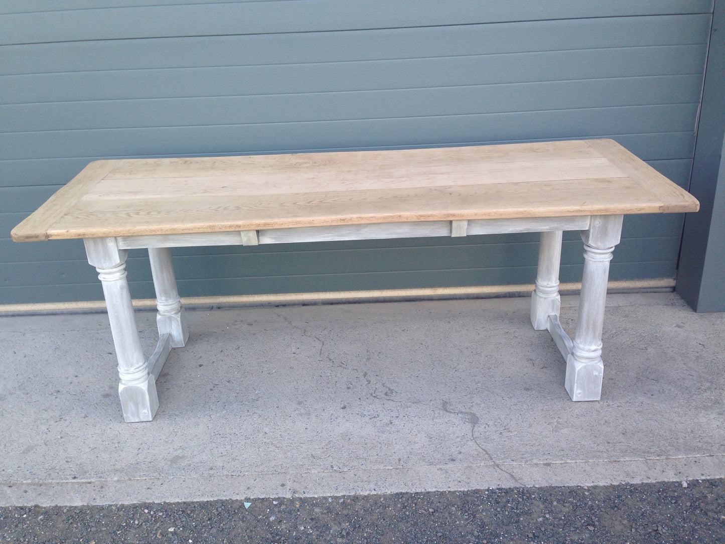 207.....Stunning Vintage Large Oak Top Dining Table / Scrub Top Farmhouse Table ( SOLD )