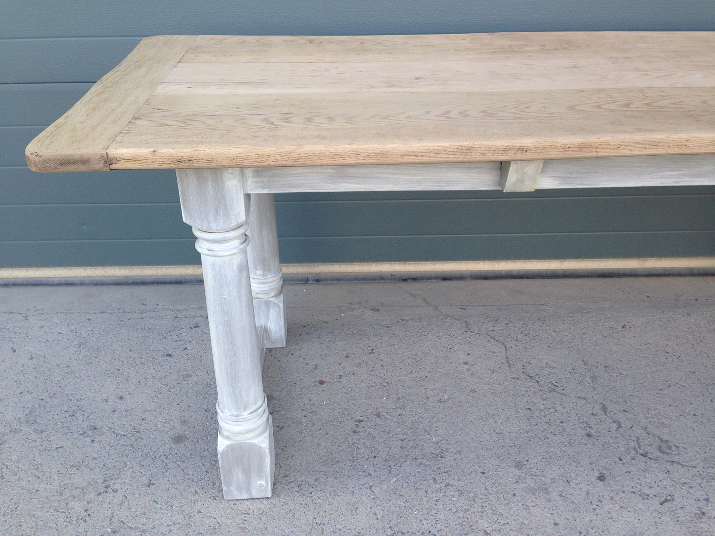 207.....Stunning Vintage Large Oak Top Dining Table / Scrub Top Farmhouse Table ( SOLD )