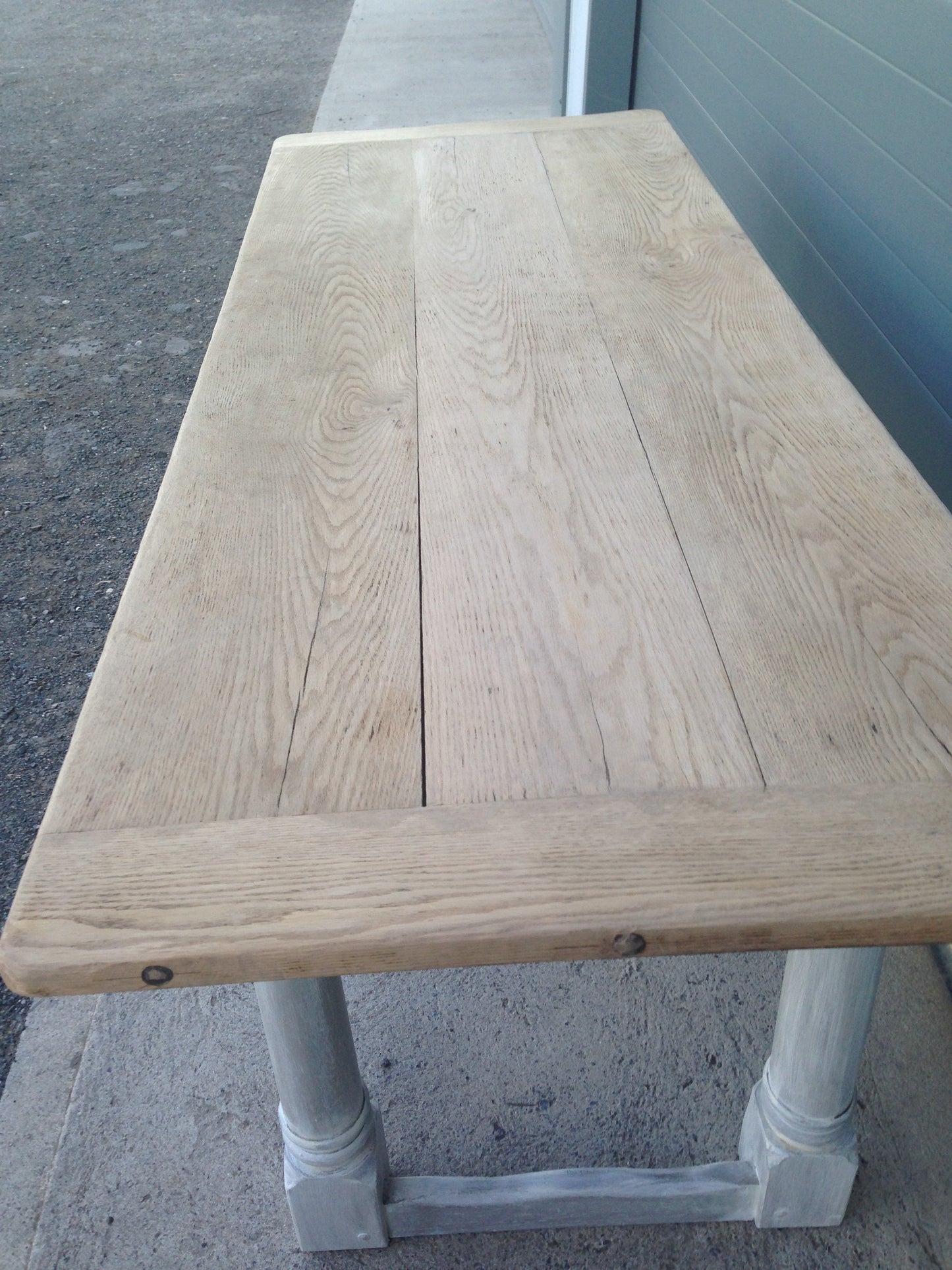 207.....Stunning Vintage Large Oak Top Dining Table / Scrub Top Farmhouse Table ( SOLD )