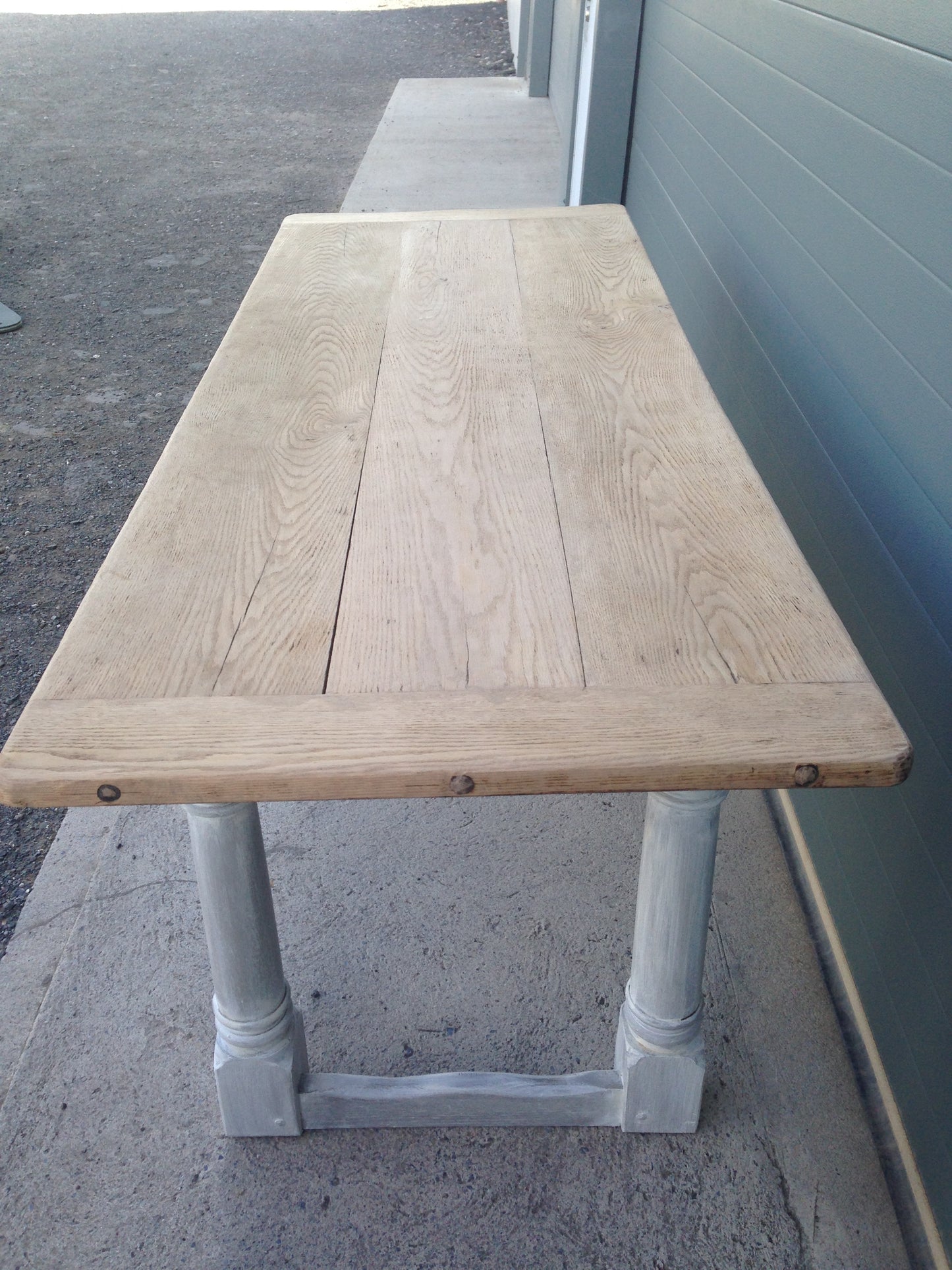 207.....Stunning Vintage Large Oak Top Dining Table / Scrub Top Farmhouse Table ( SOLD )