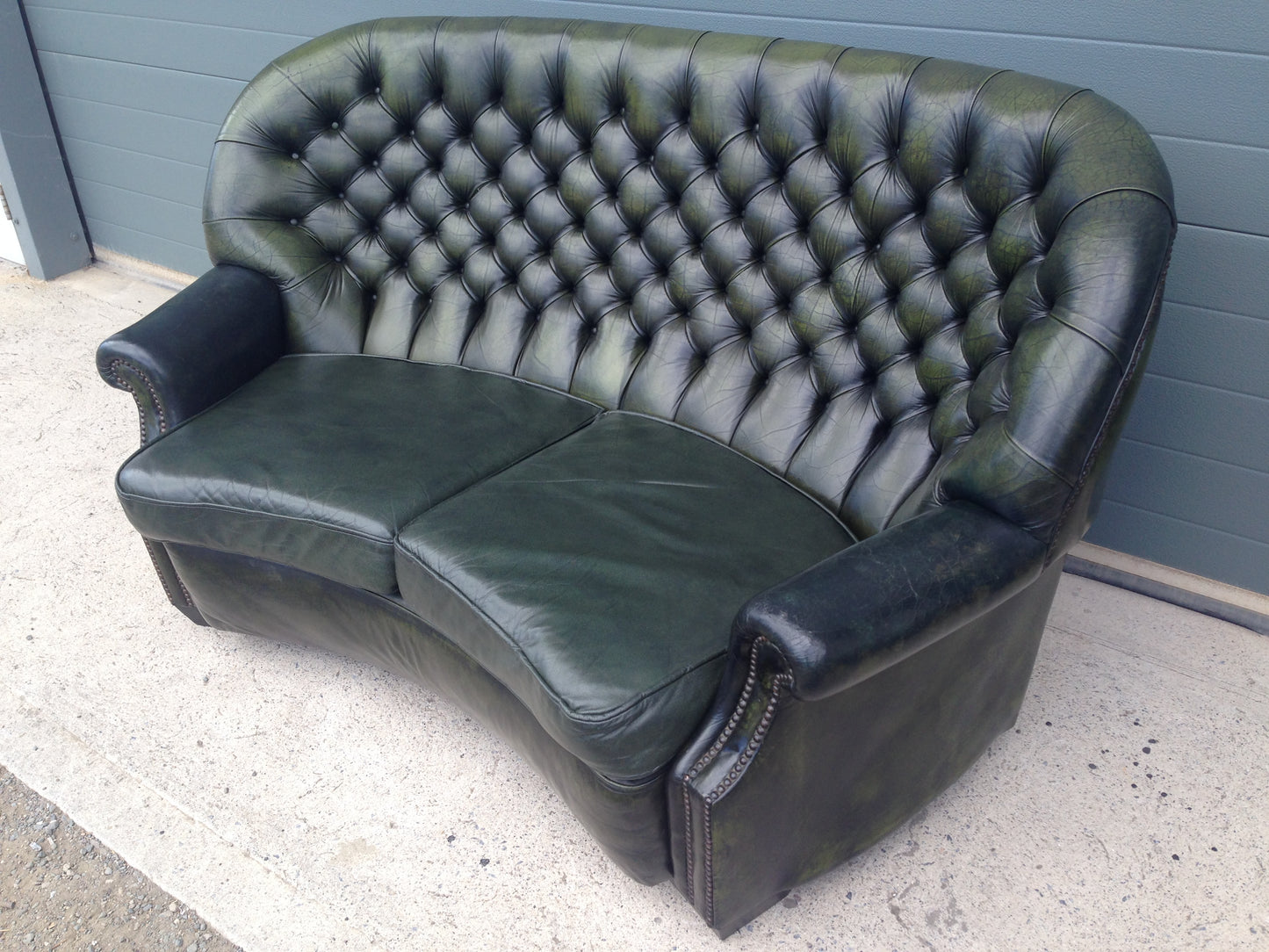 Handsome Curved Two Seat Chesterfield Leather Sofa ( SOLD )