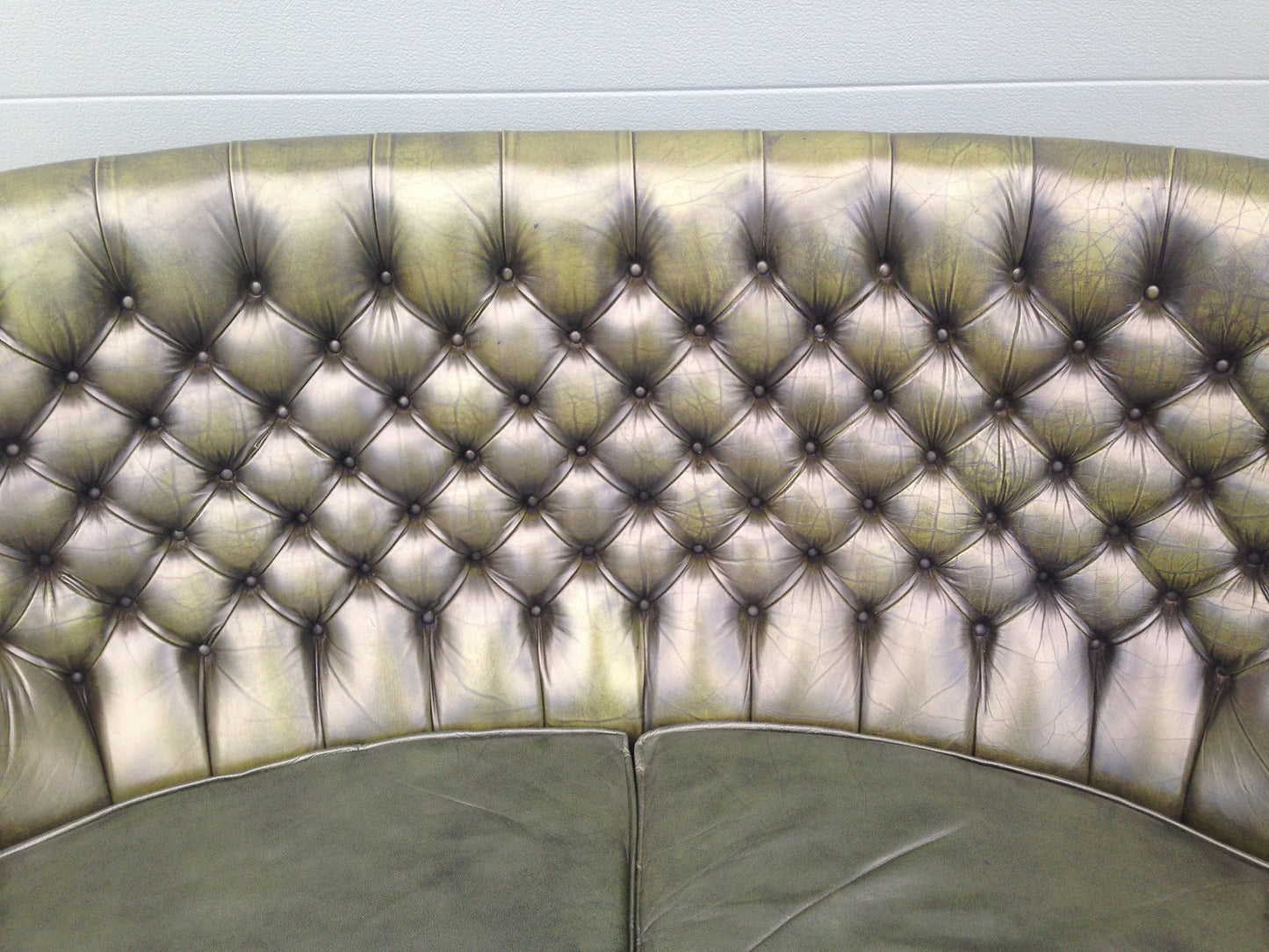 Handsome Curved Two Seat Chesterfield Leather Sofa ( SOLD )