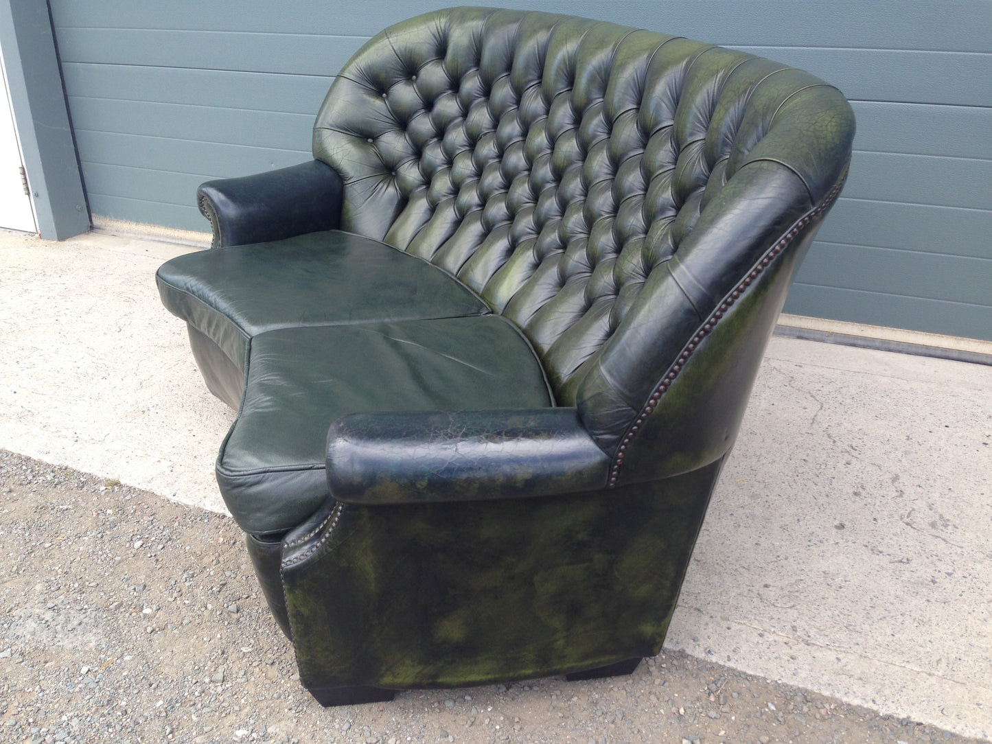 Handsome Curved Two Seat Chesterfield Leather Sofa ( SOLD )