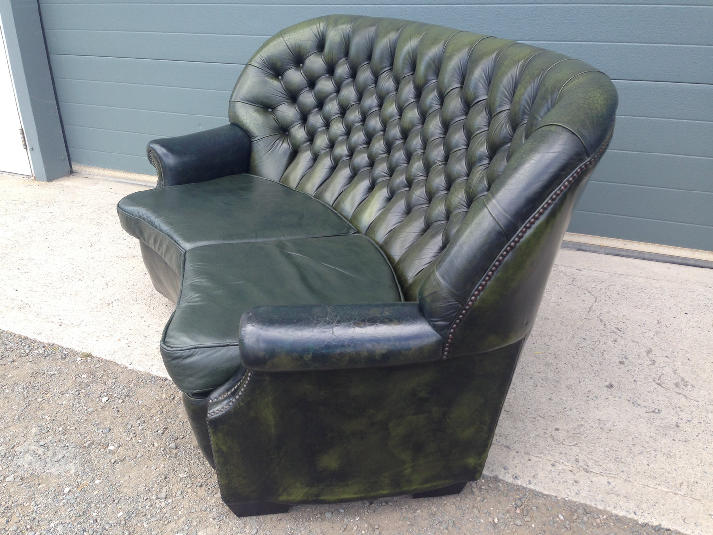 Handsome Curved Two Seat Chesterfield Leather Sofa ( SOLD )
