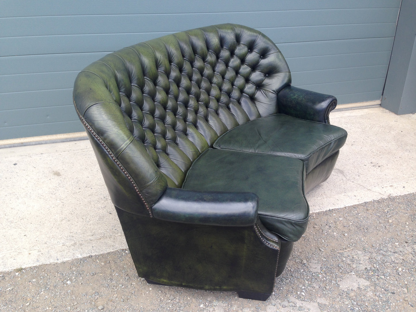Handsome Curved Two Seat Chesterfield Leather Sofa ( SOLD )