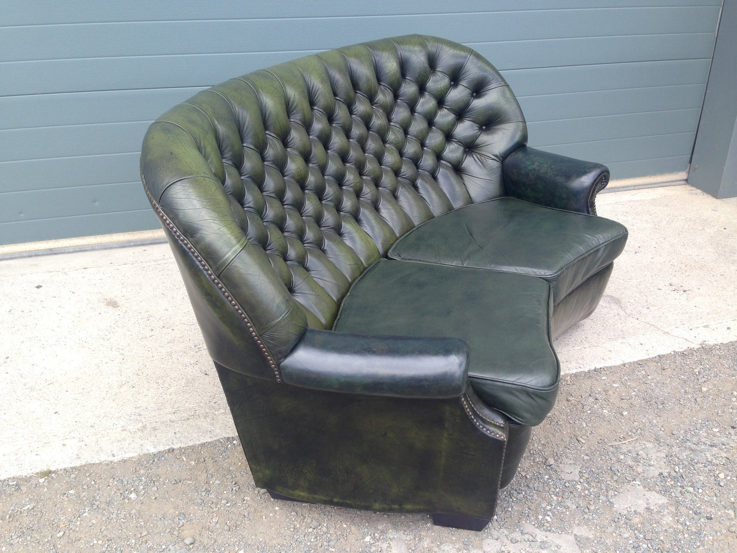 Handsome Curved Two Seat Chesterfield Leather Sofa ( SOLD )