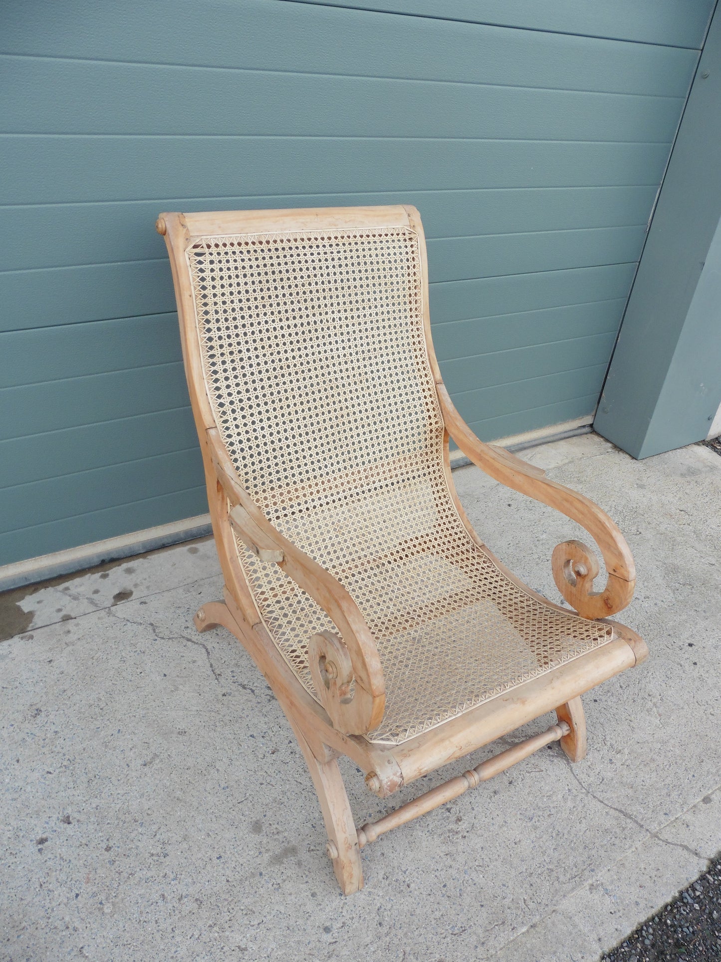 407.....Lovely Faded Vintage Plantation Chair / Caned Armchair