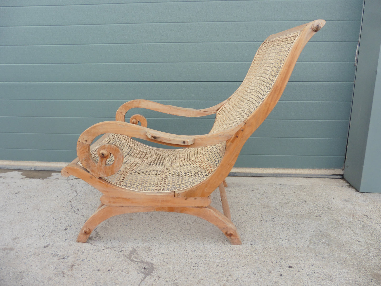 407.....Lovely Faded Vintage Plantation Chair / Caned Armchair