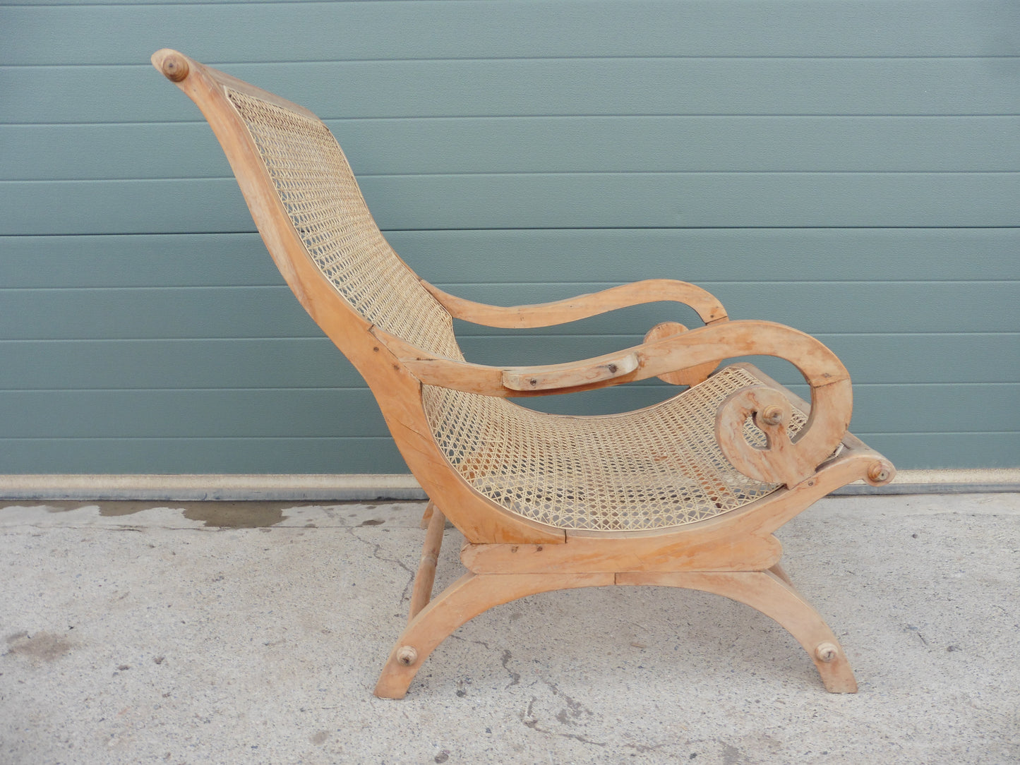 407.....Lovely Faded Vintage Plantation Chair / Caned Armchair