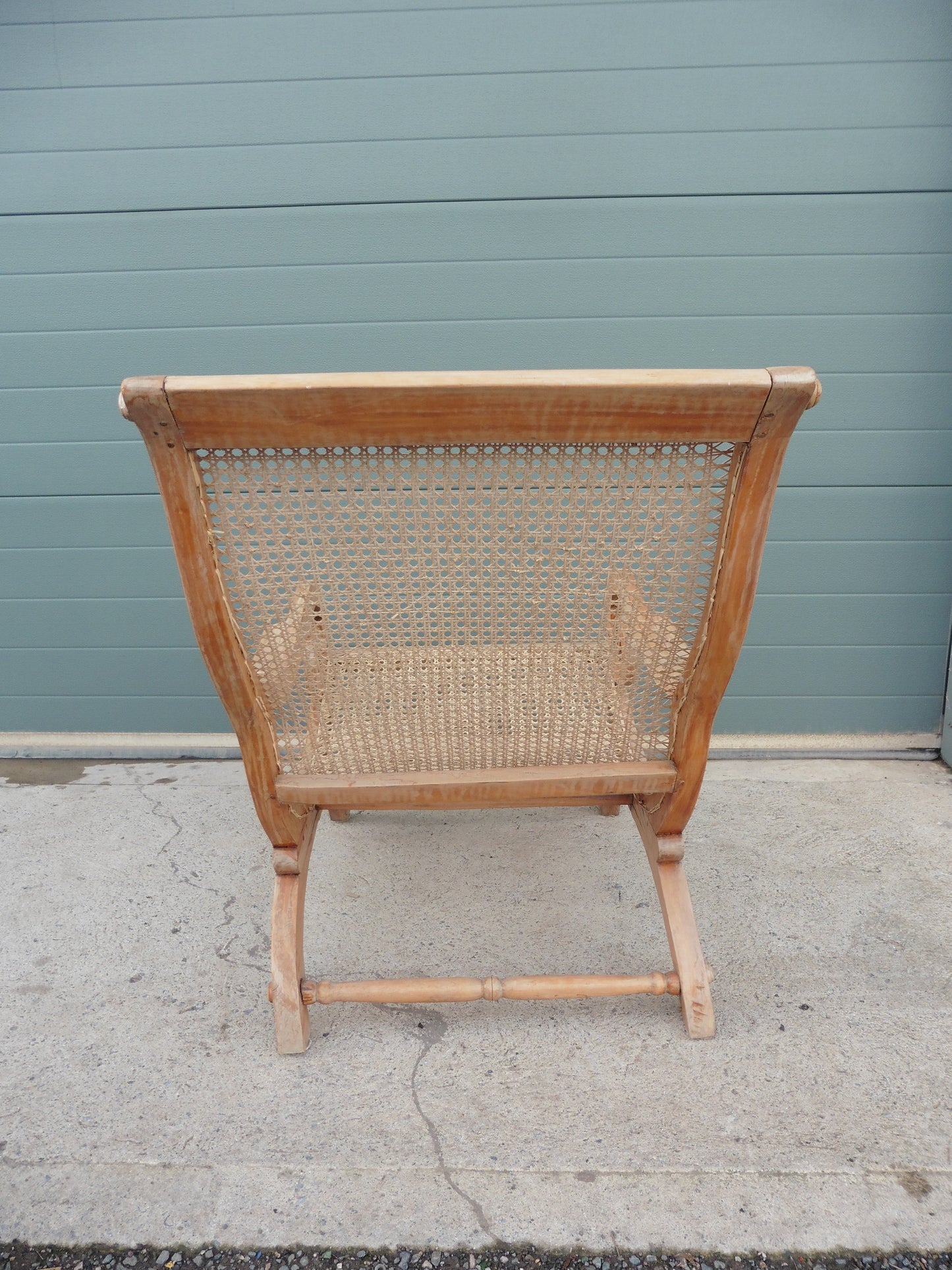 407.....Lovely Faded Vintage Plantation Chair / Caned Armchair
