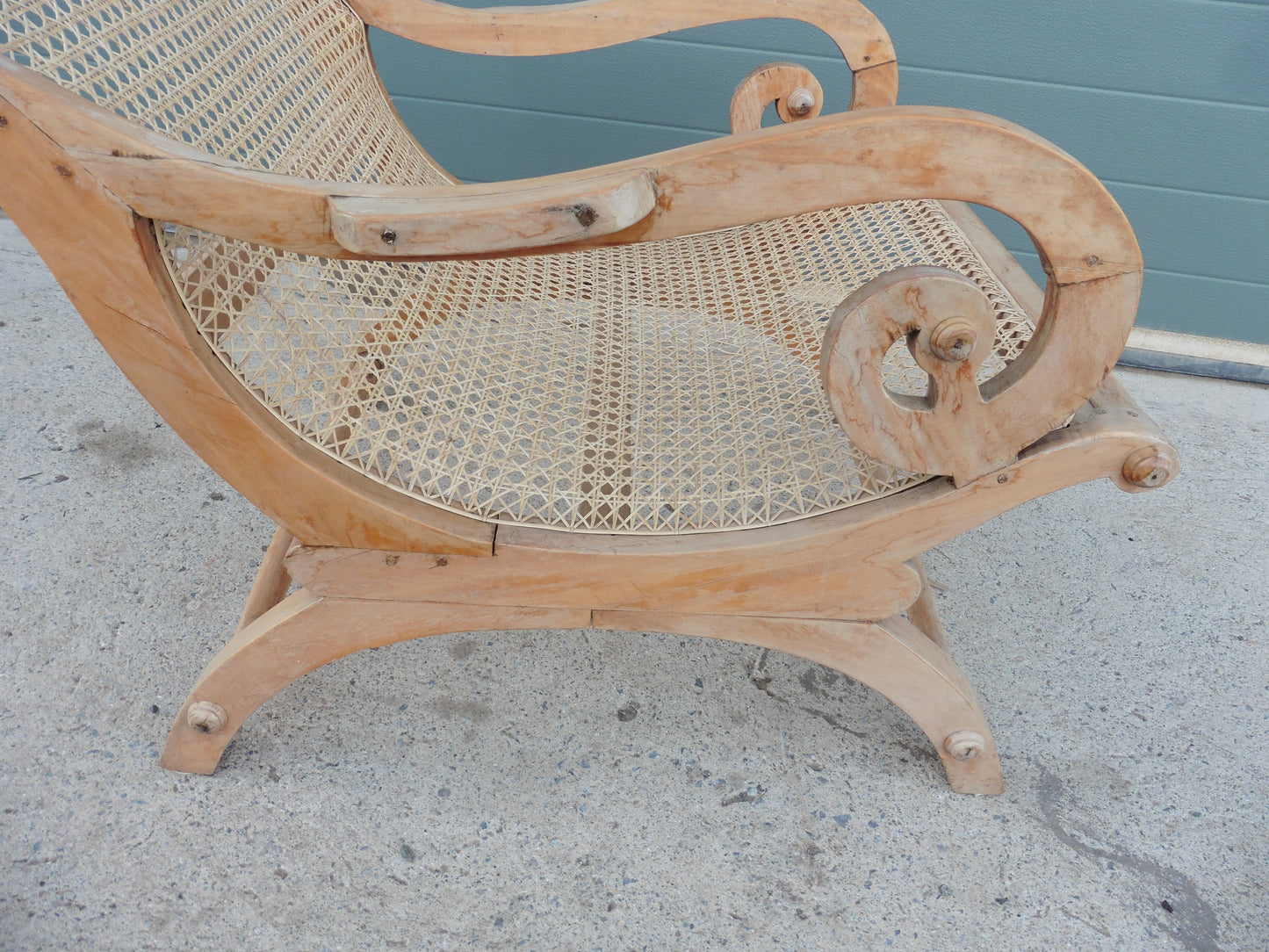 407.....Lovely Faded Vintage Plantation Chair / Caned Armchair