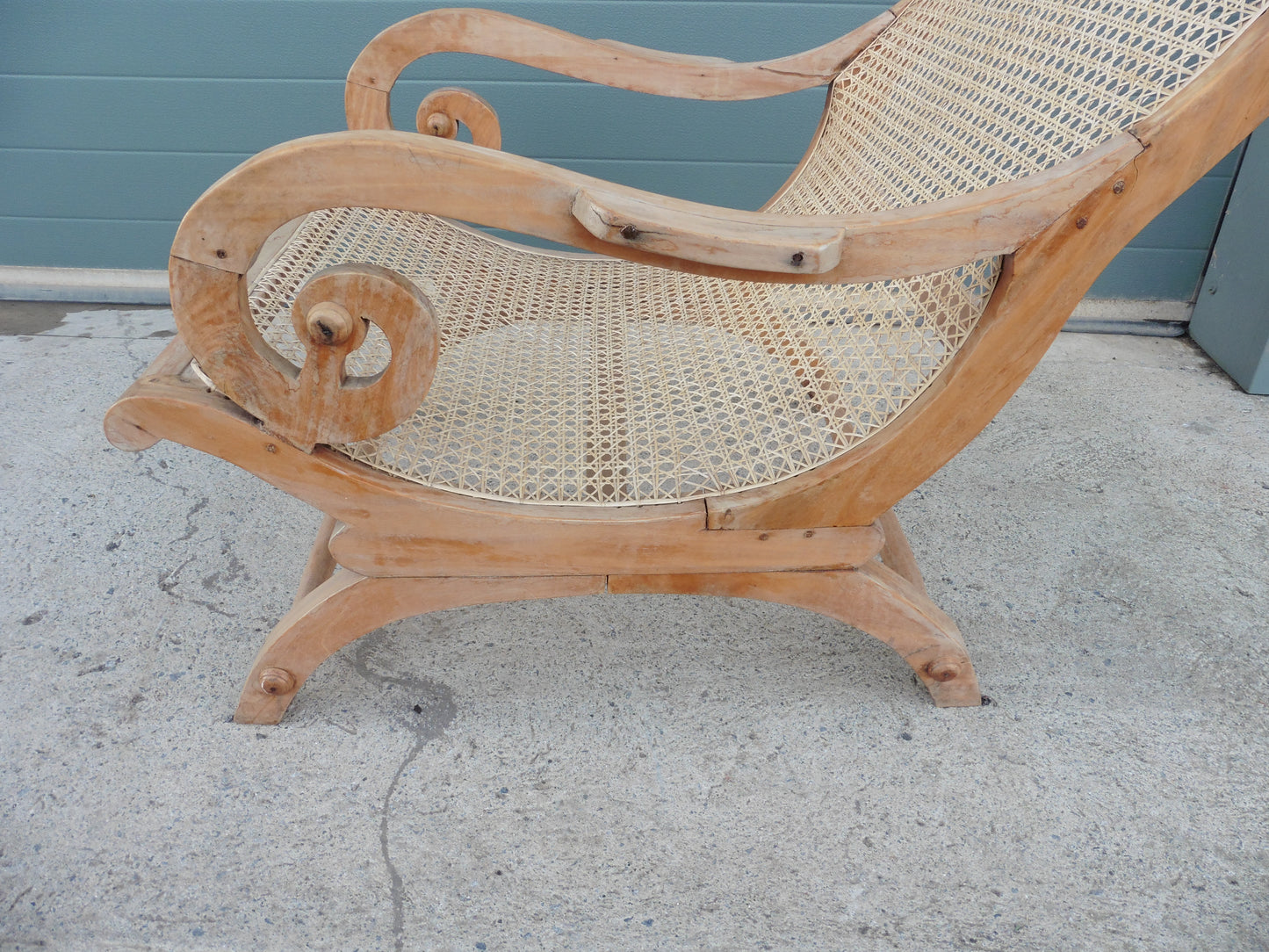 407.....Lovely Faded Vintage Plantation Chair / Caned Armchair