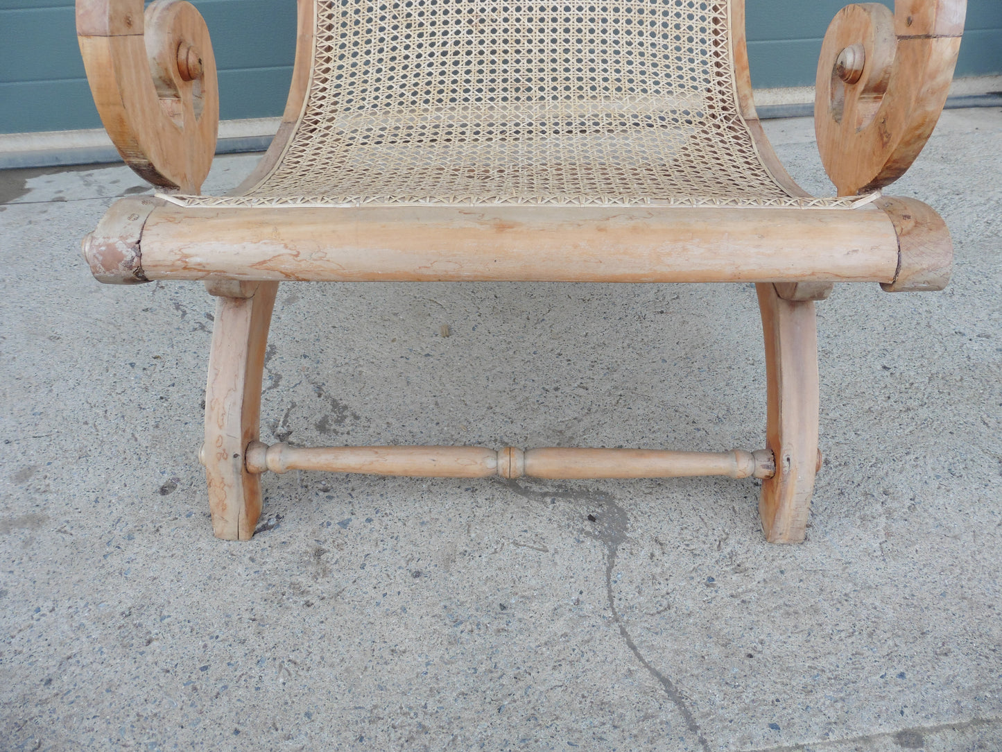 407.....Lovely Faded Vintage Plantation Chair / Caned Armchair