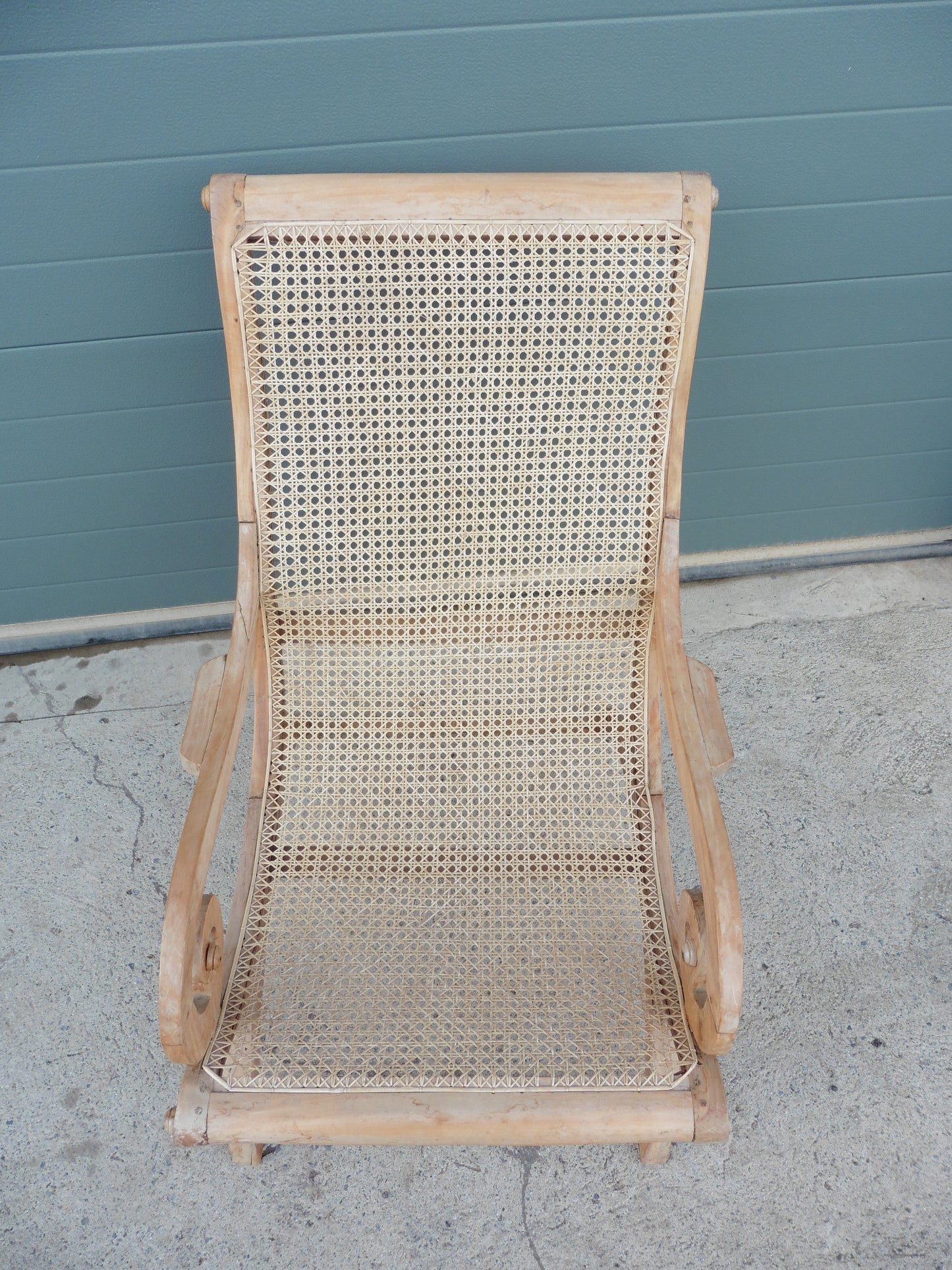 407.....Lovely Faded Vintage Plantation Chair / Caned Armchair
