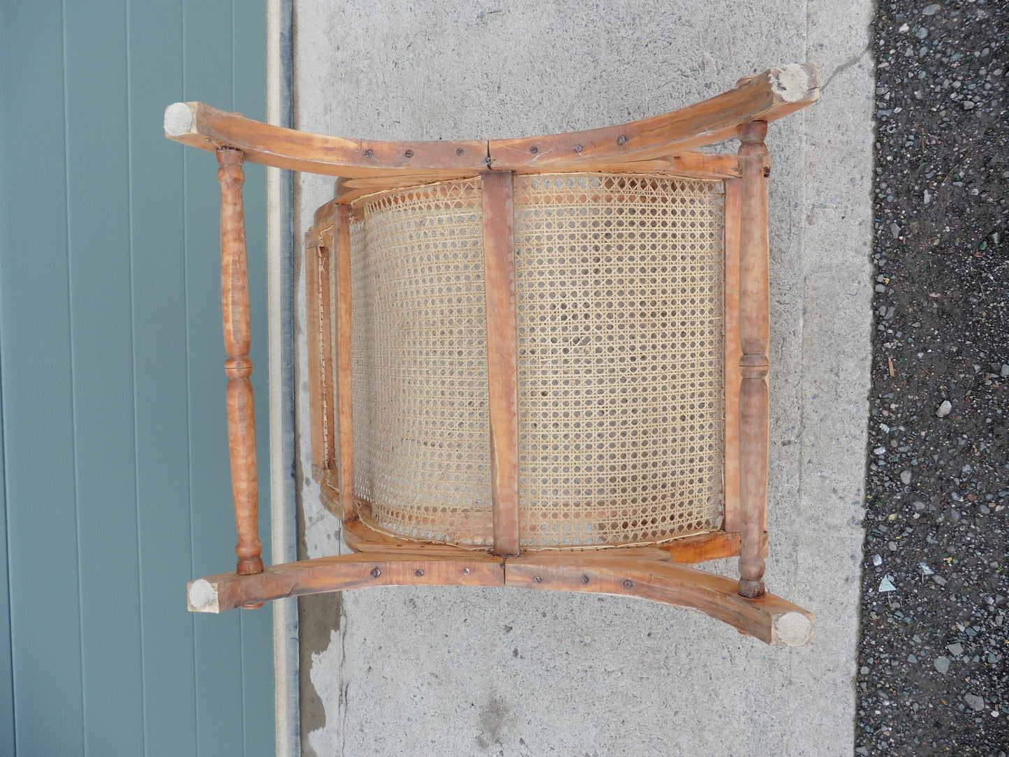407.....Lovely Faded Vintage Plantation Chair / Caned Armchair