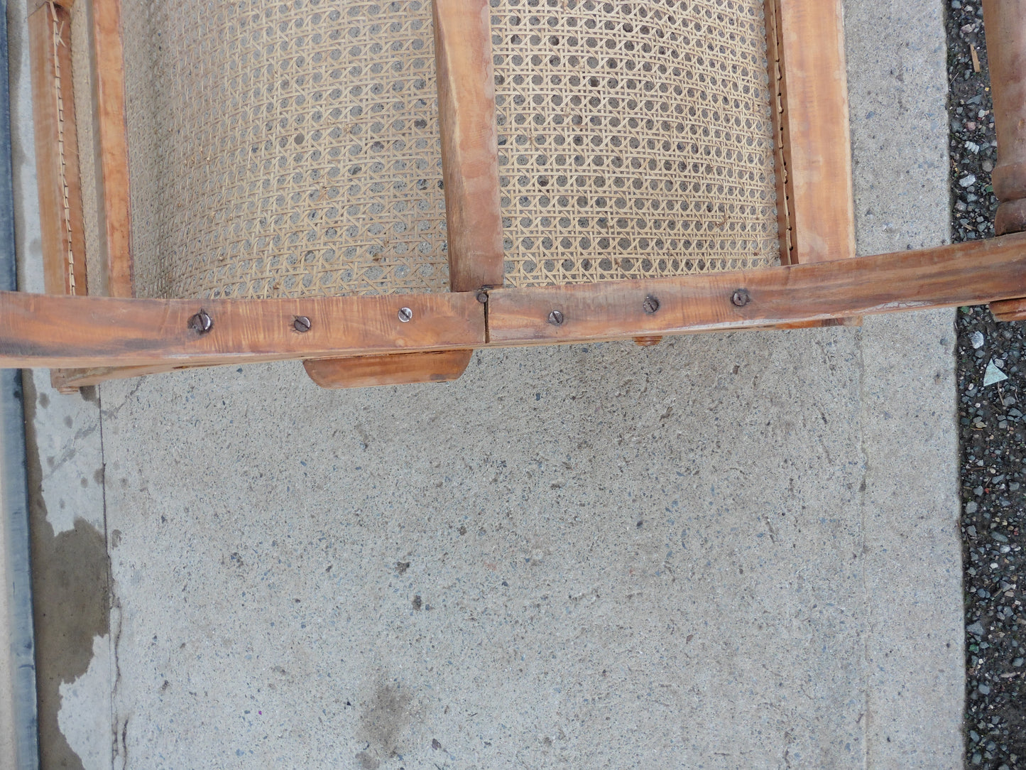 407.....Lovely Faded Vintage Plantation Chair / Caned Armchair