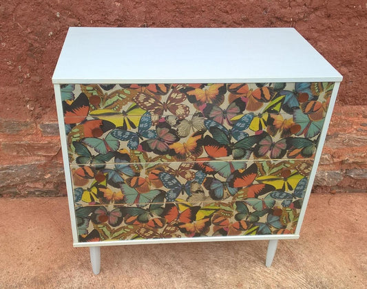 Vintage Retro Upcycled Chest Of Drawers
