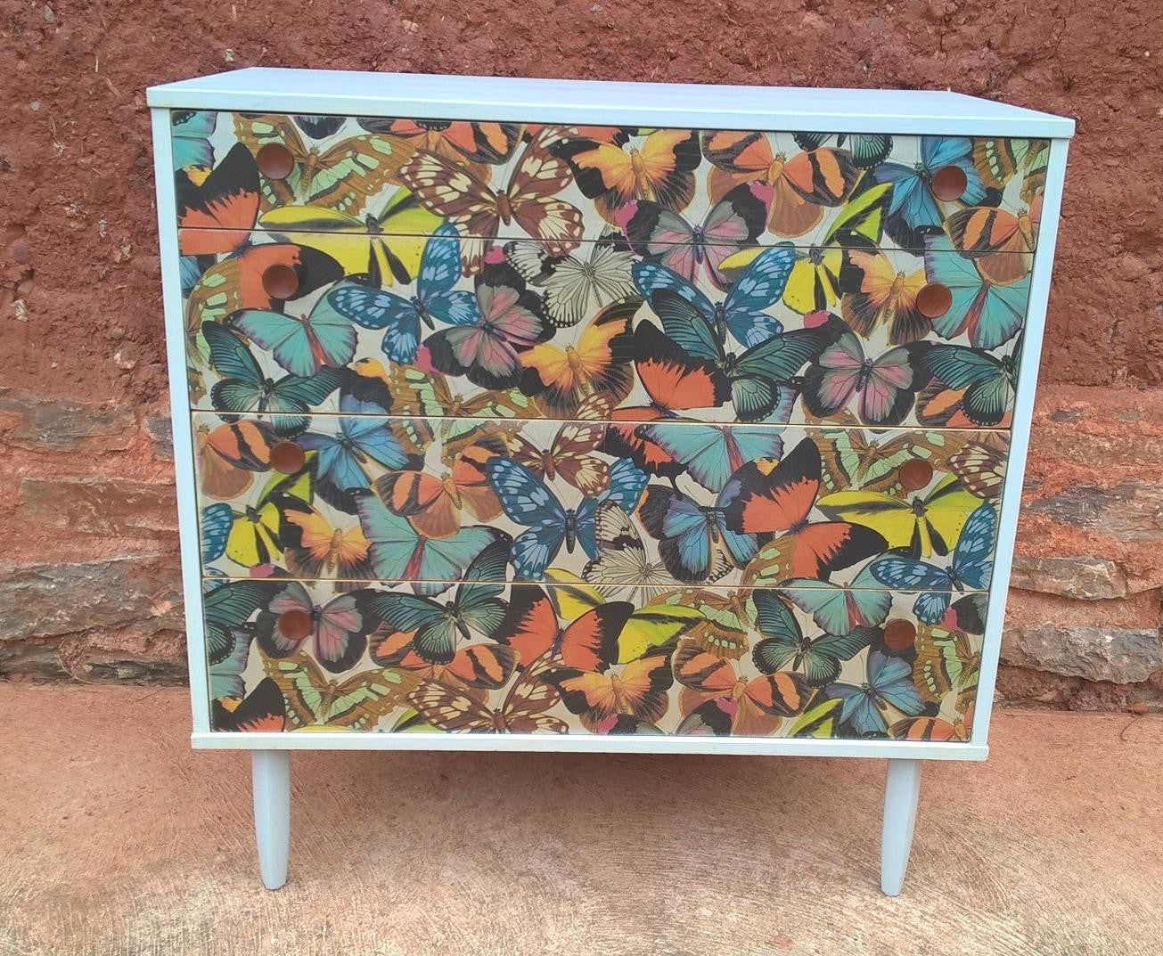 Vintage Retro Upcycled Chest Of Drawers